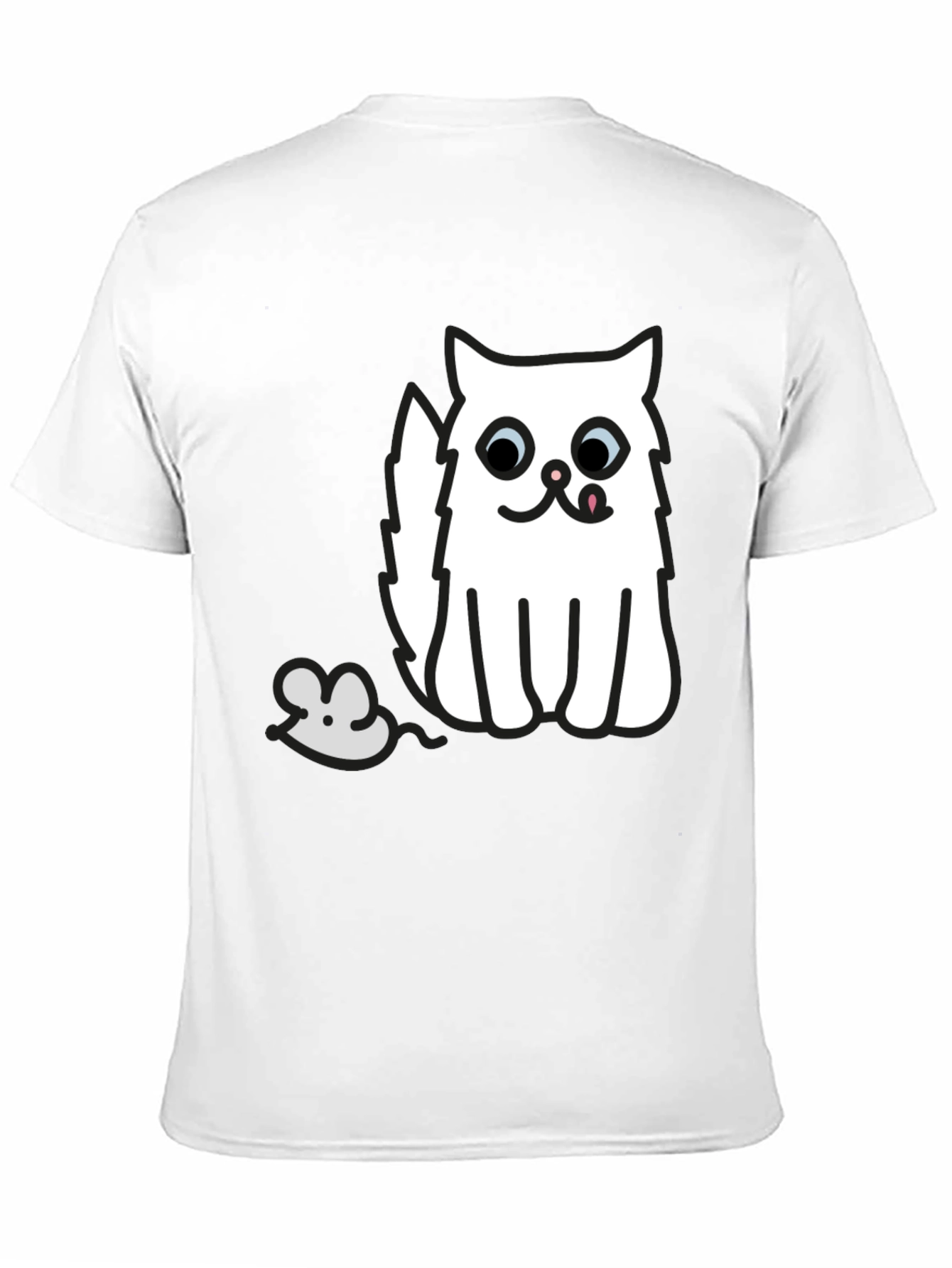 Black T-Shirt with Cat and Mouse Graphic
