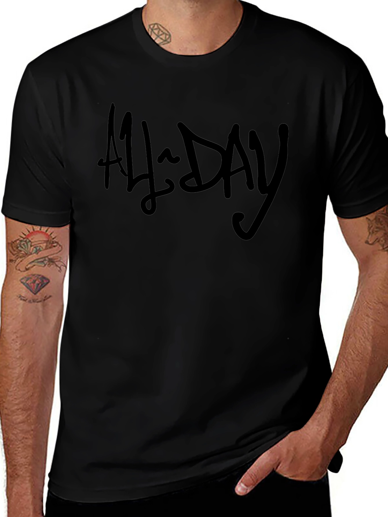 All Day Black Graphic T-Shirt