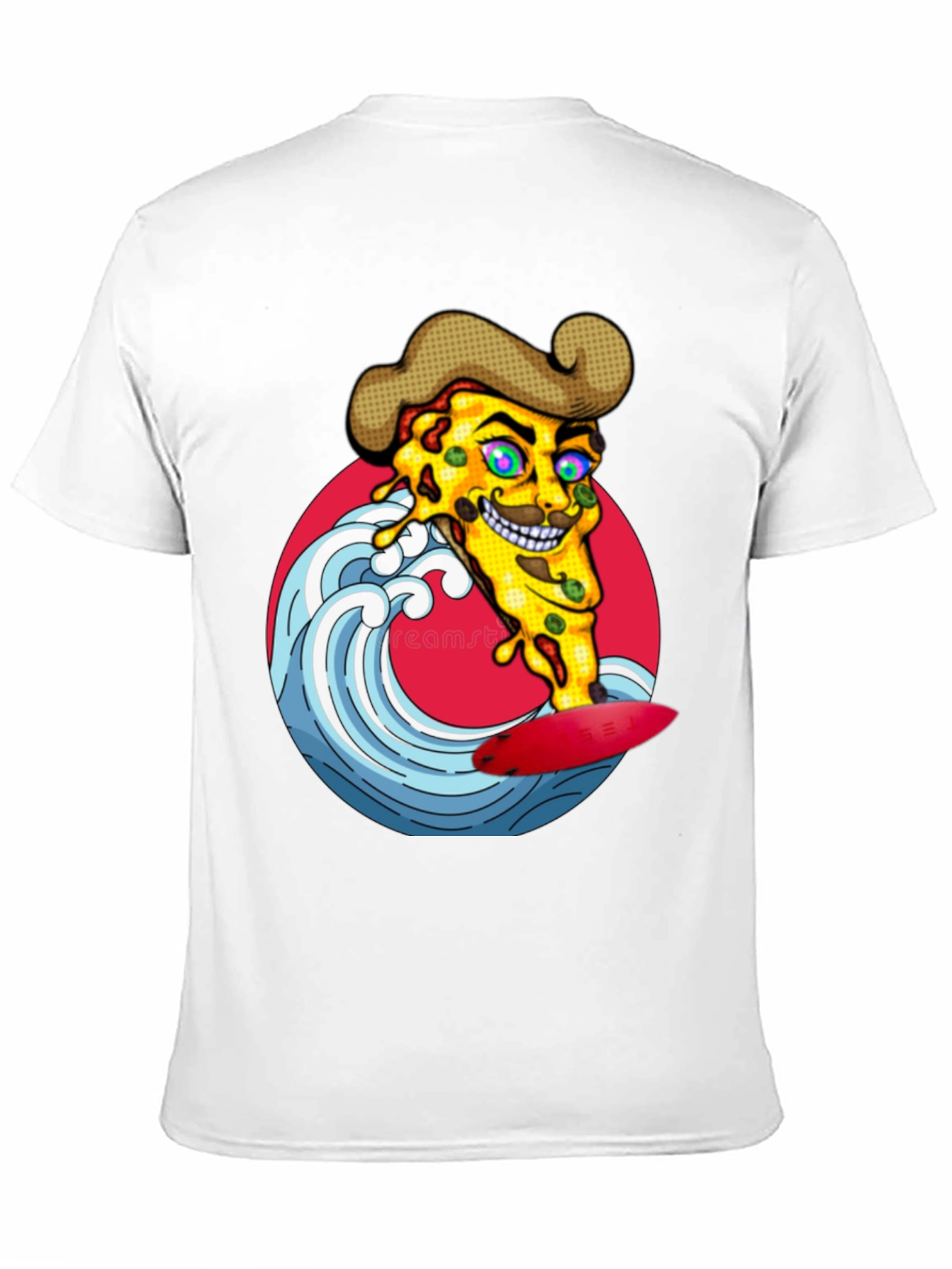 Pizza Surfer Graphic Tee - Black Cotton T-Shirt