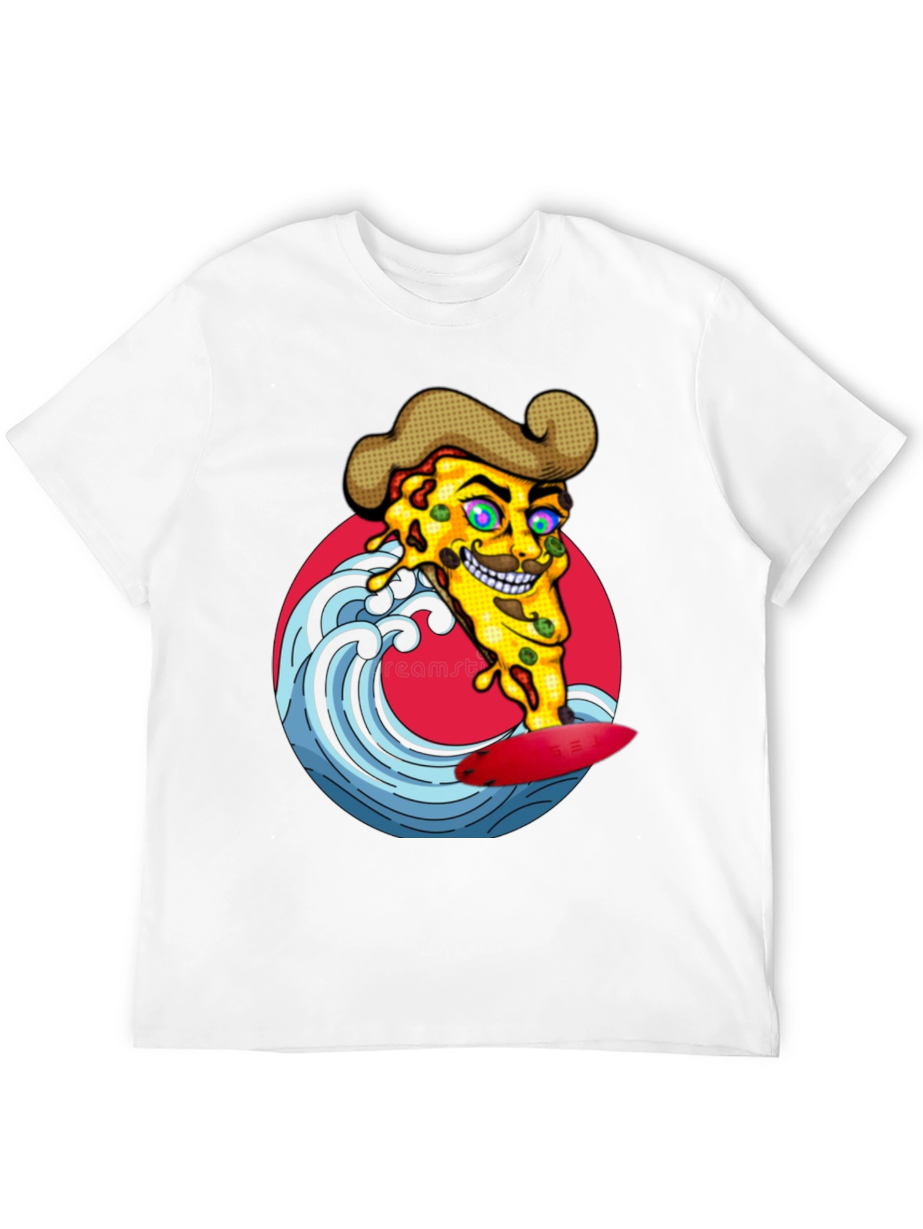 Pizza Surfer Graphic Tee - Black Cotton T-Shirt