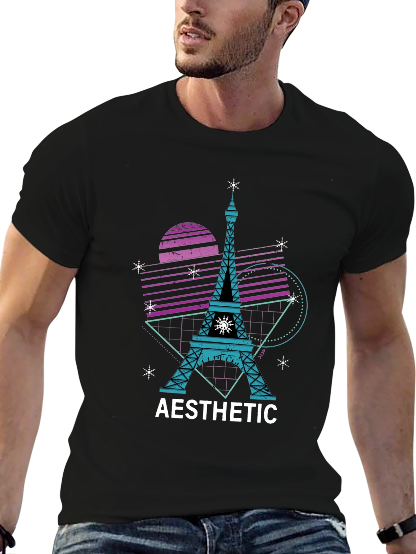 Aesthetic Eiffel Tower Black T-Shirt