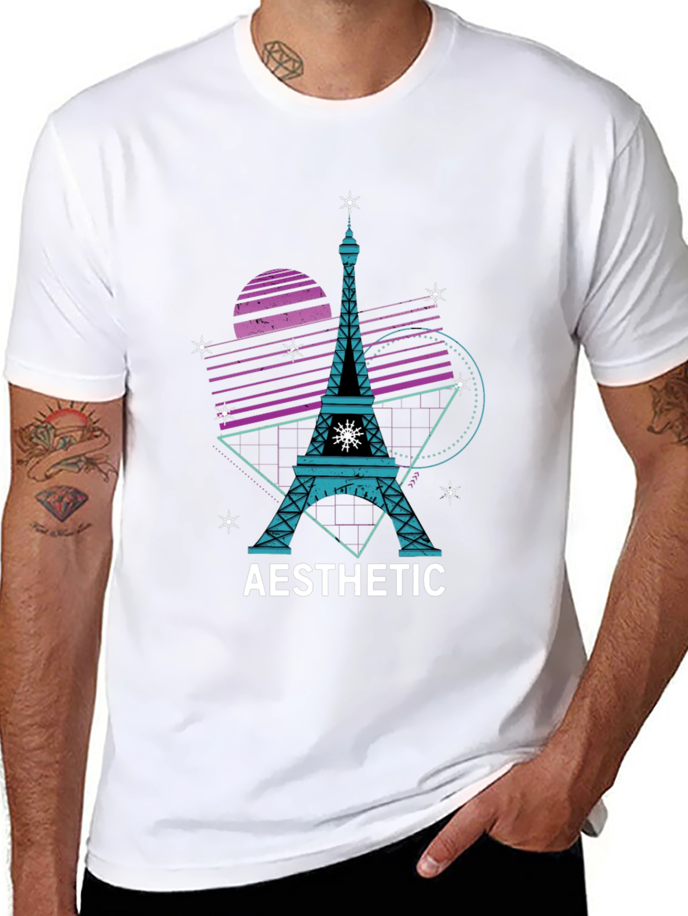 Aesthetic Eiffel Tower Black T-Shirt