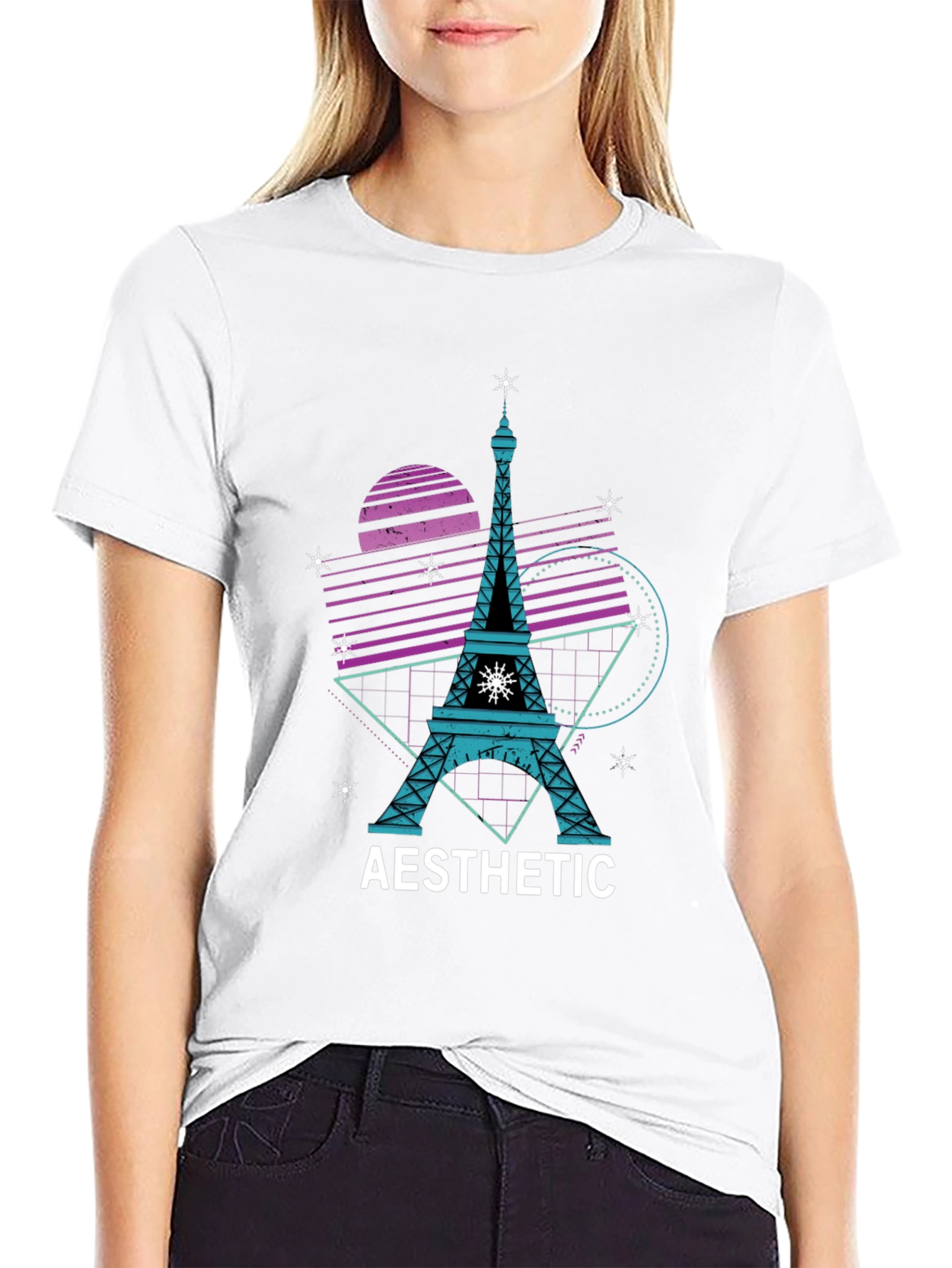Aesthetic Eiffel Tower Black T-Shirt