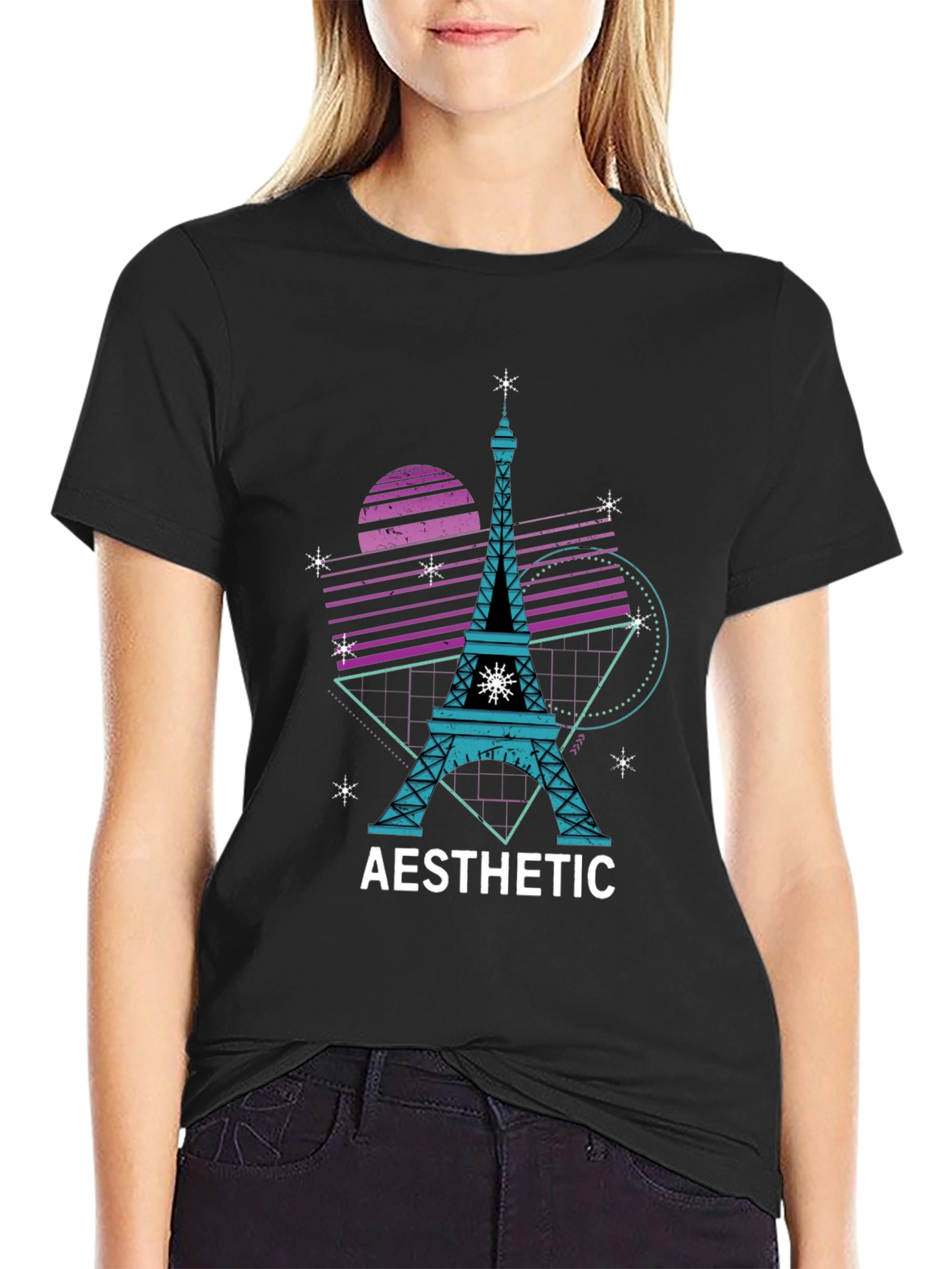 Aesthetic Eiffel Tower Black T-Shirt