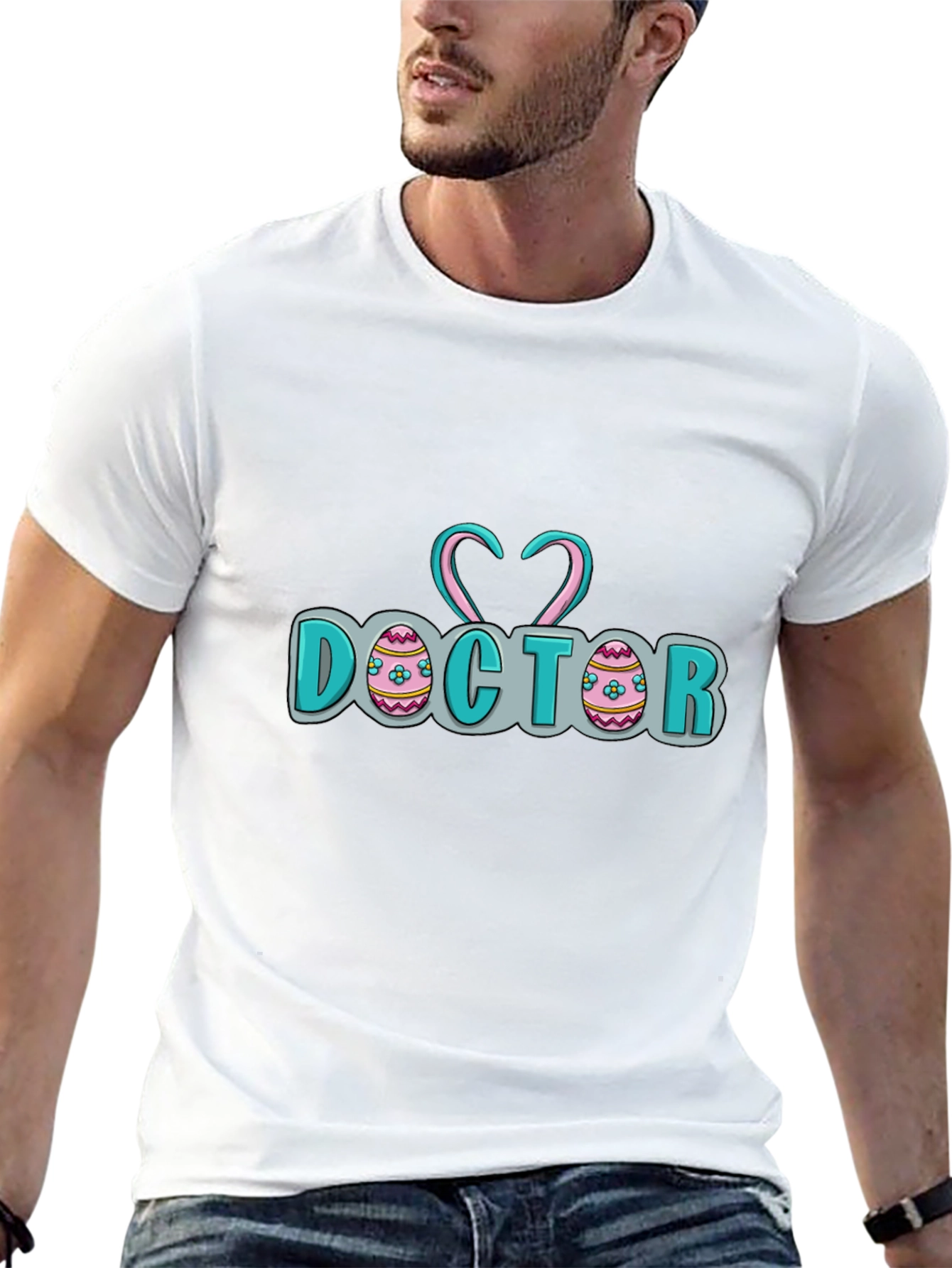 Doctor Easter Egg Heart Stethoscope Black T-Shirt