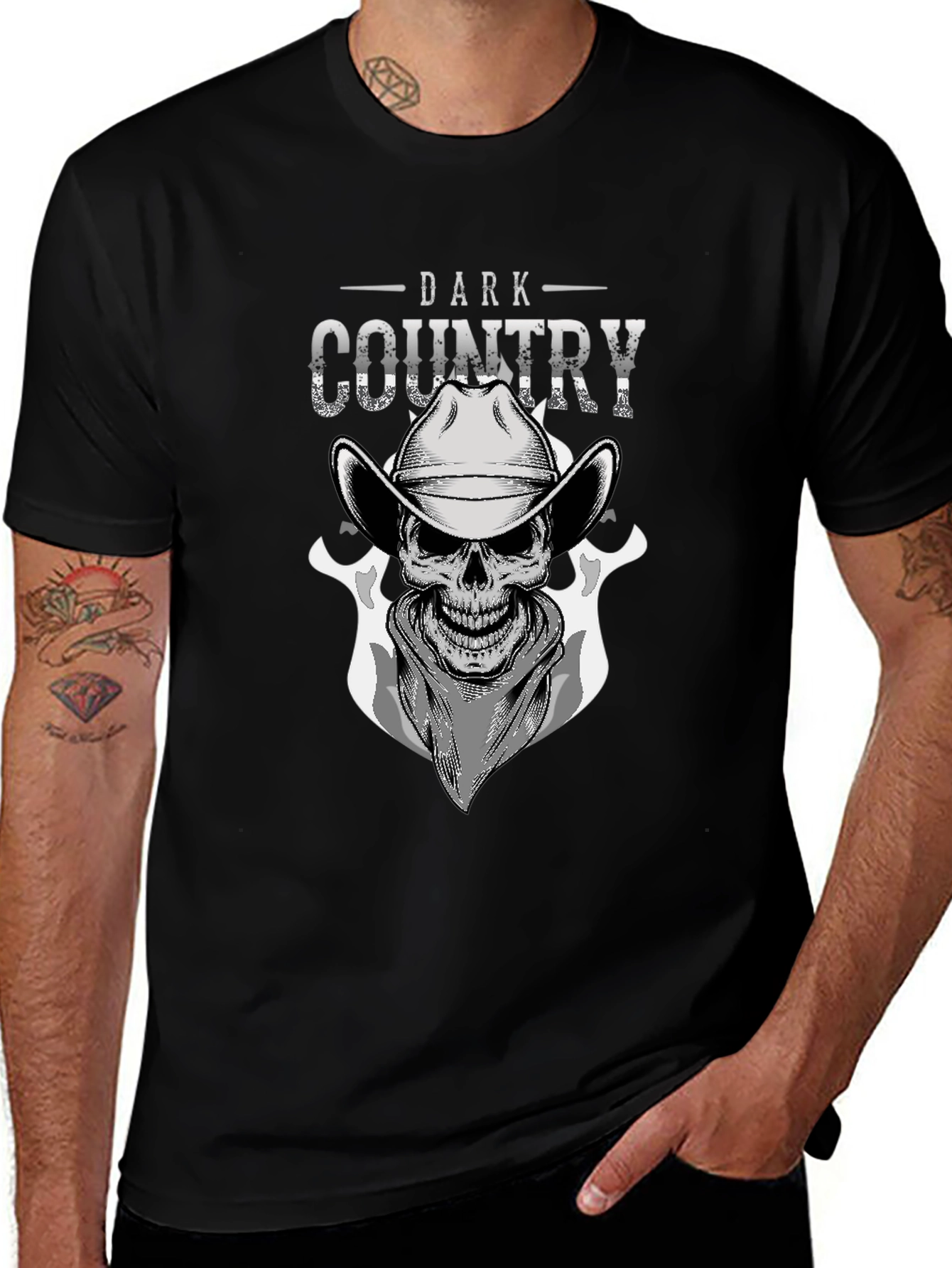 Dark Country Skull Graphic T-Shirt
