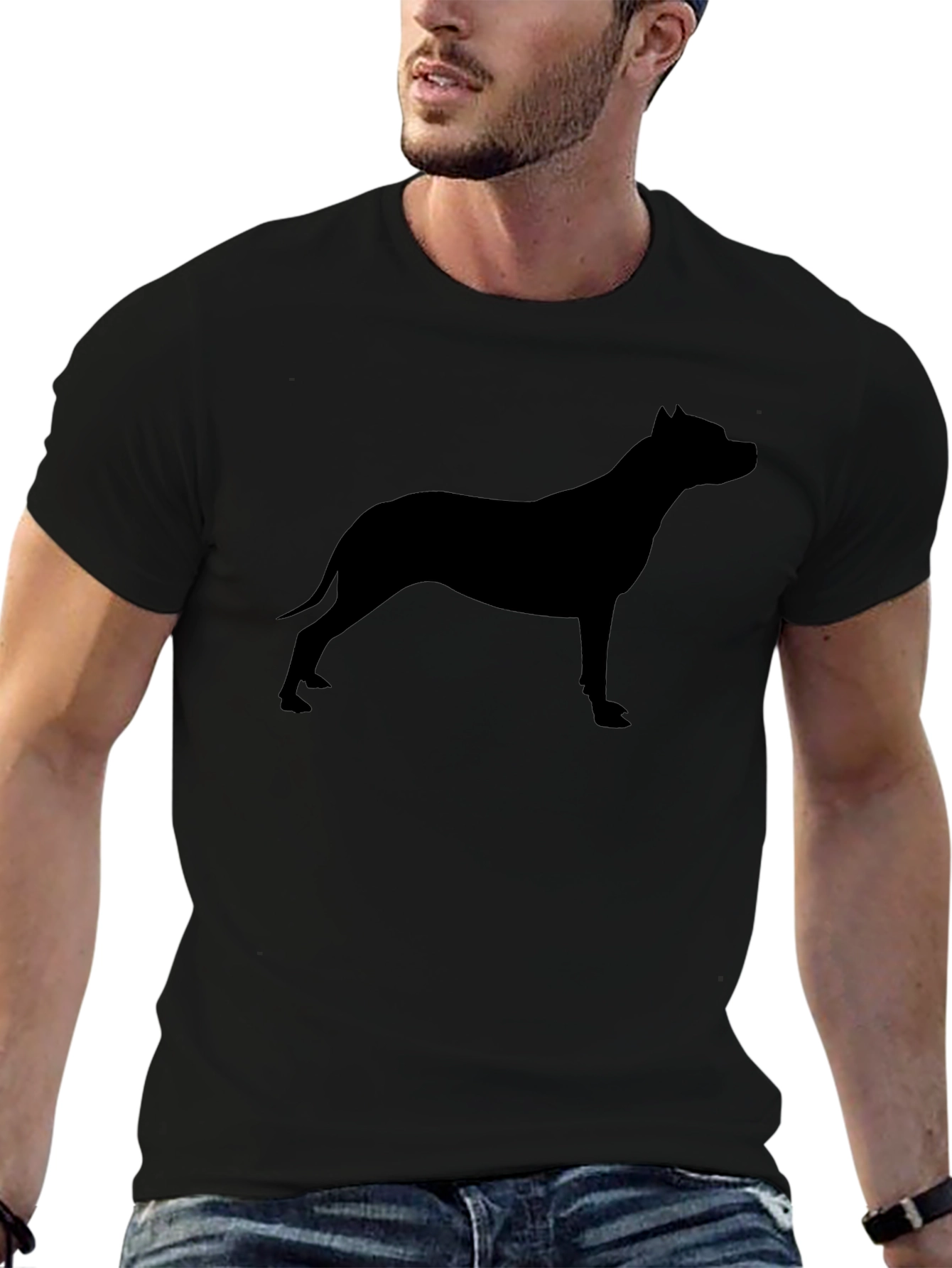 Black Pitbull Silhouette Graphic Tee