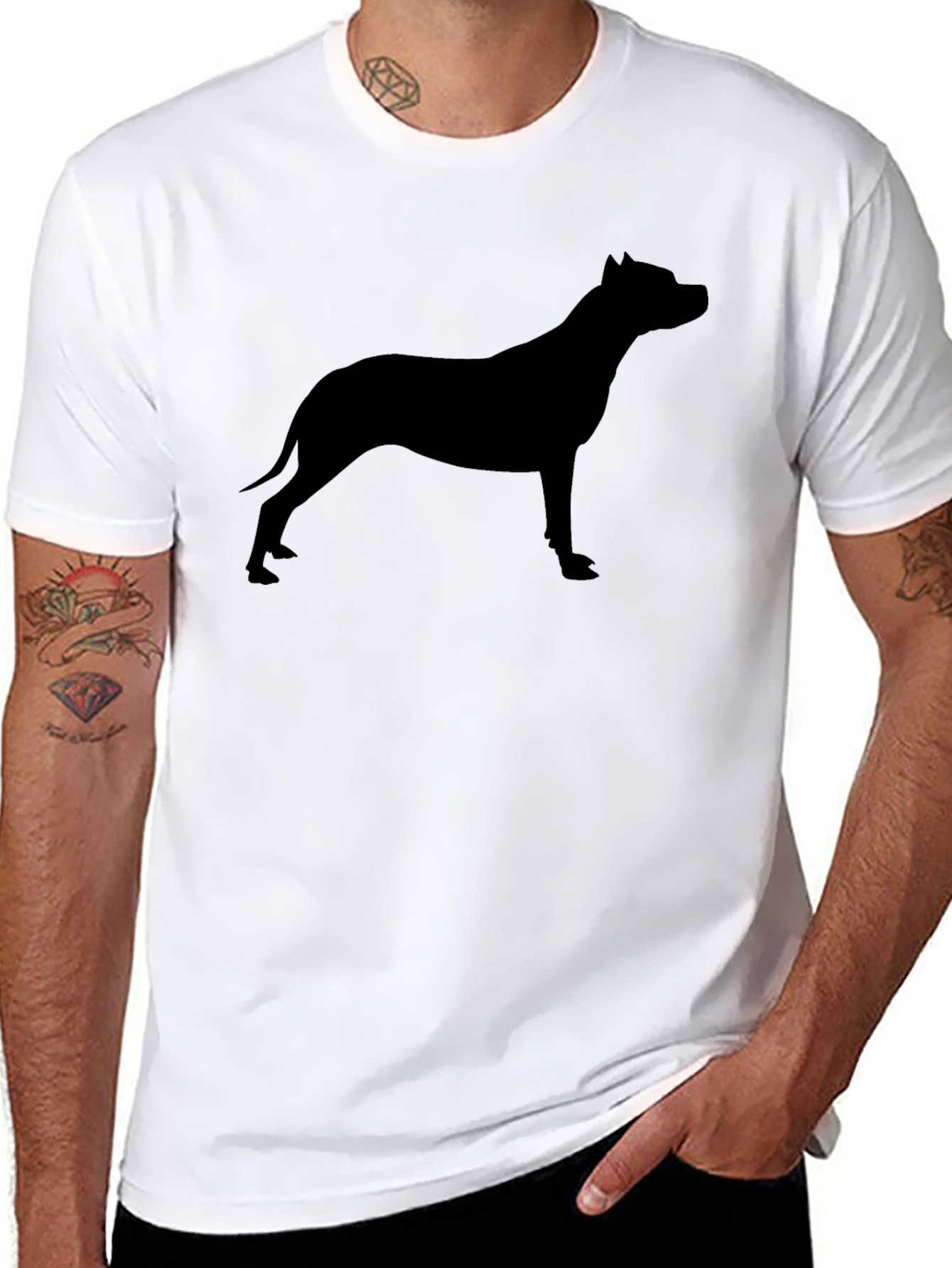 Black Pitbull Silhouette Graphic Tee