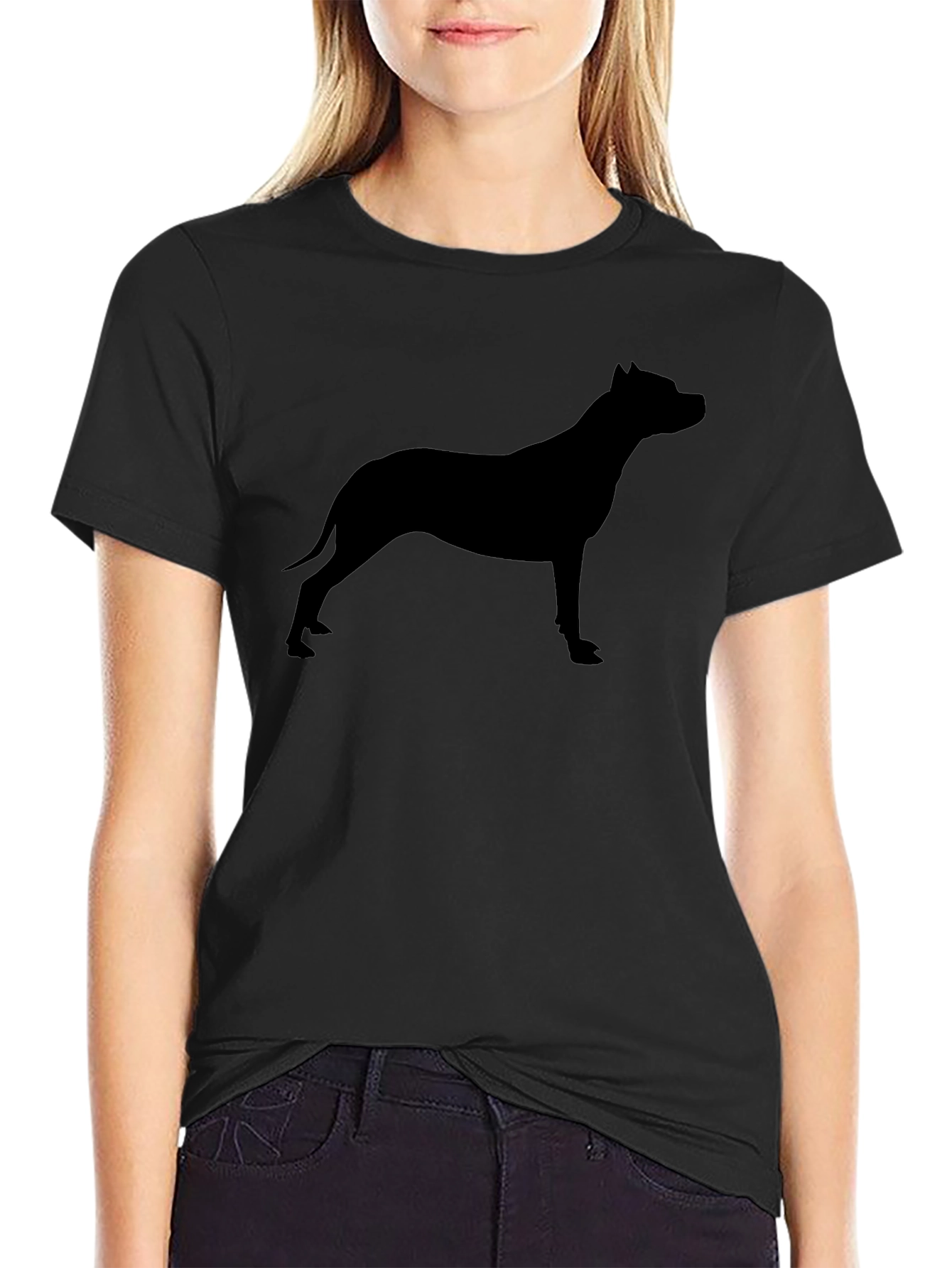 Black Pitbull Silhouette Graphic Tee