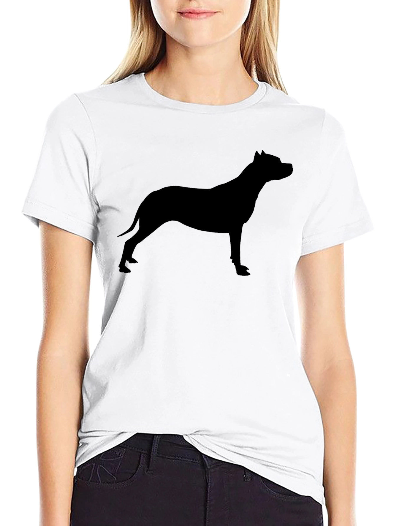 Black Pitbull Silhouette Graphic Tee