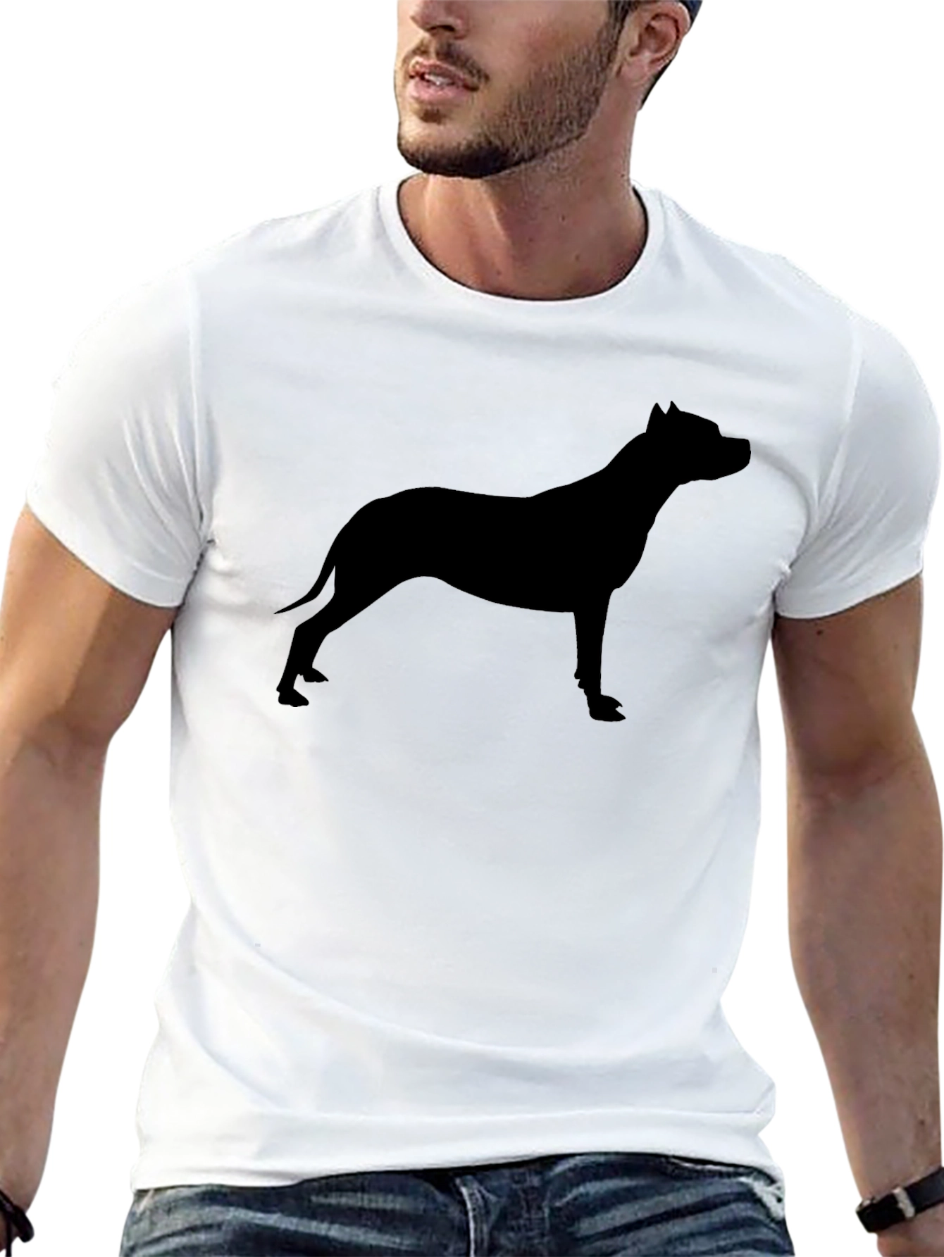 Black Pitbull Silhouette Graphic Tee