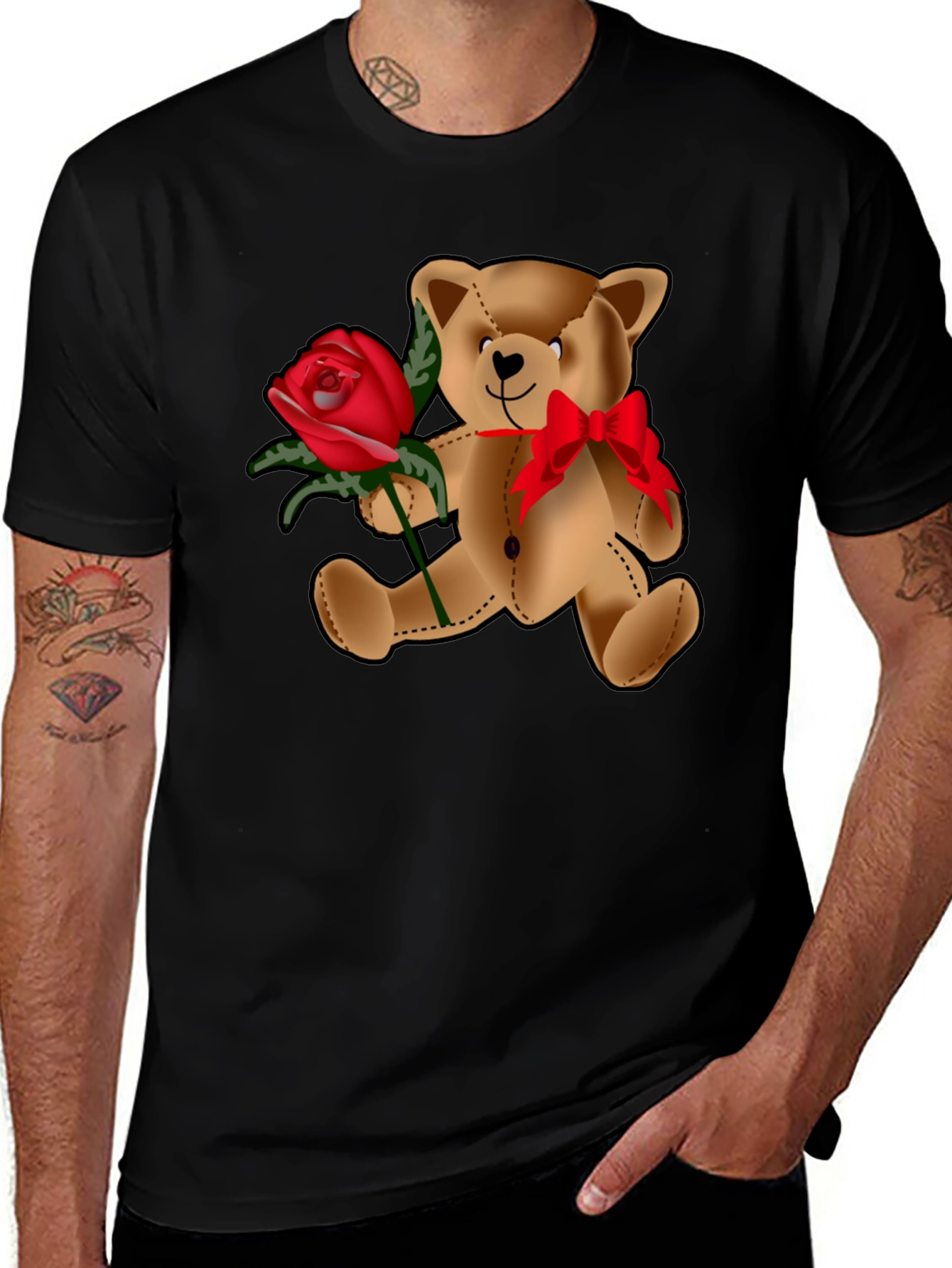 Teddy Bear Rose T-Shirt - Valentines Day Love
