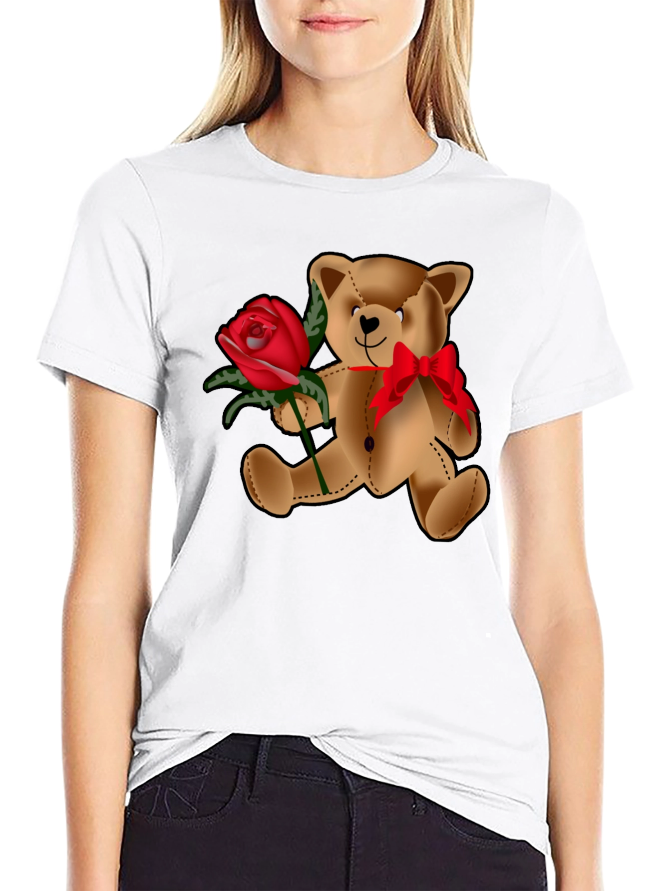 Teddy Bear Rose T-Shirt - Valentines Day Love