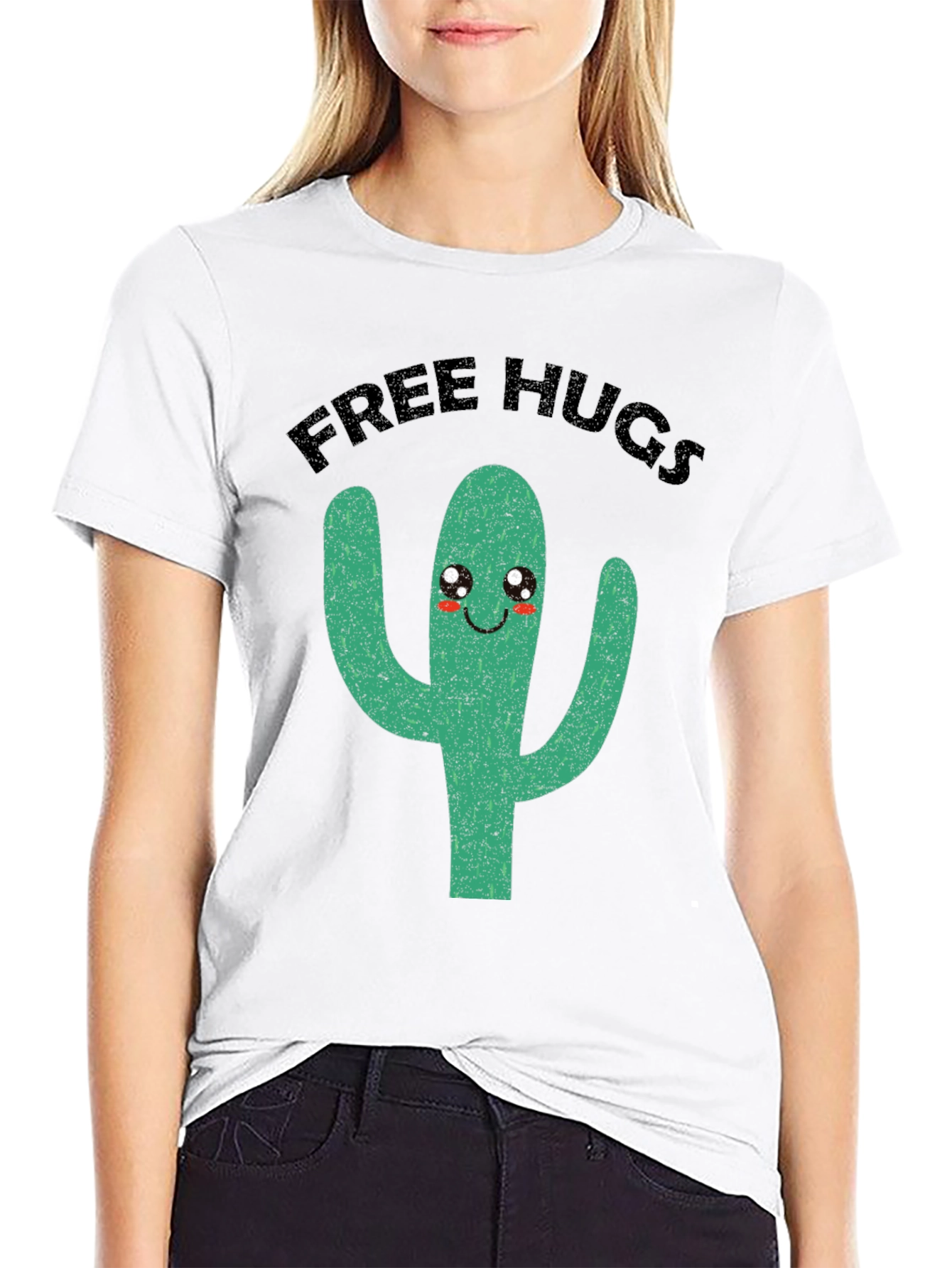 Free Hugs Cactus Graphic Tee - Funny Cute T-Shirt