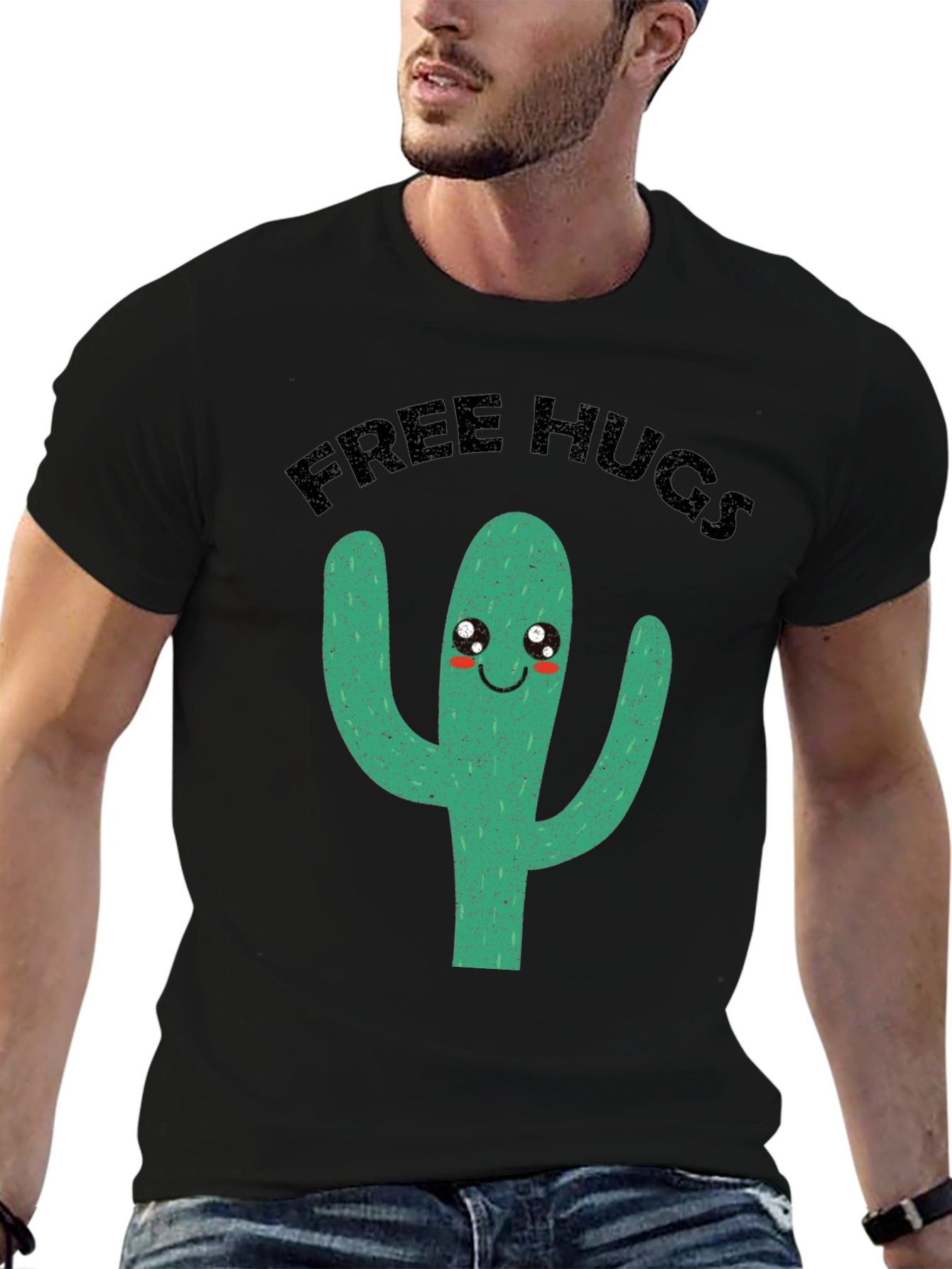 Free Hugs Cactus Graphic Tee - Funny Cute T-Shirt