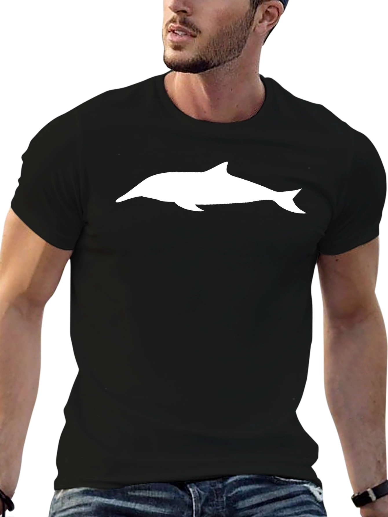 Dolphin Graphic Tee - Stylish Black Cotton T-Shirt