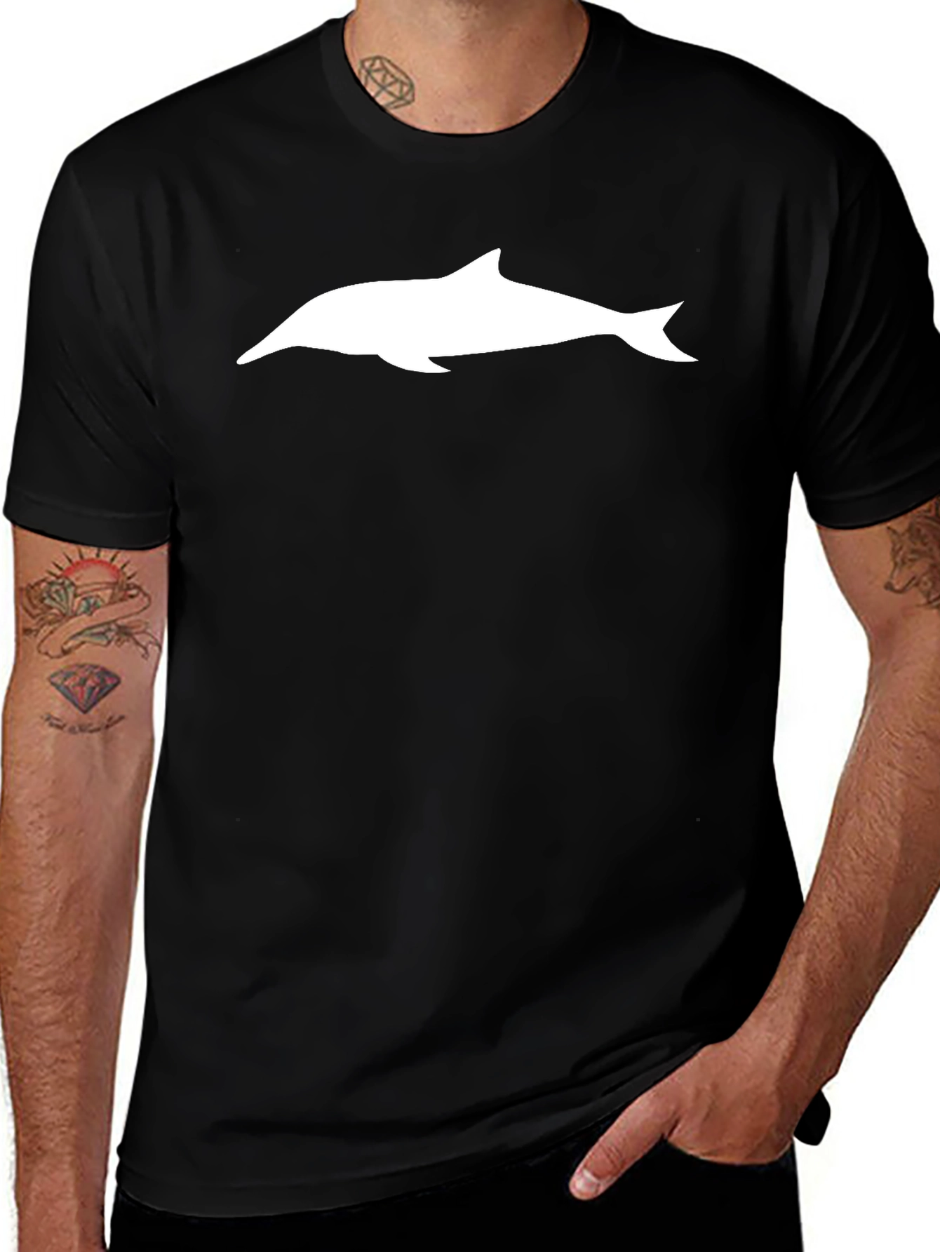 Dolphin Graphic Tee - Stylish Black Cotton T-Shirt