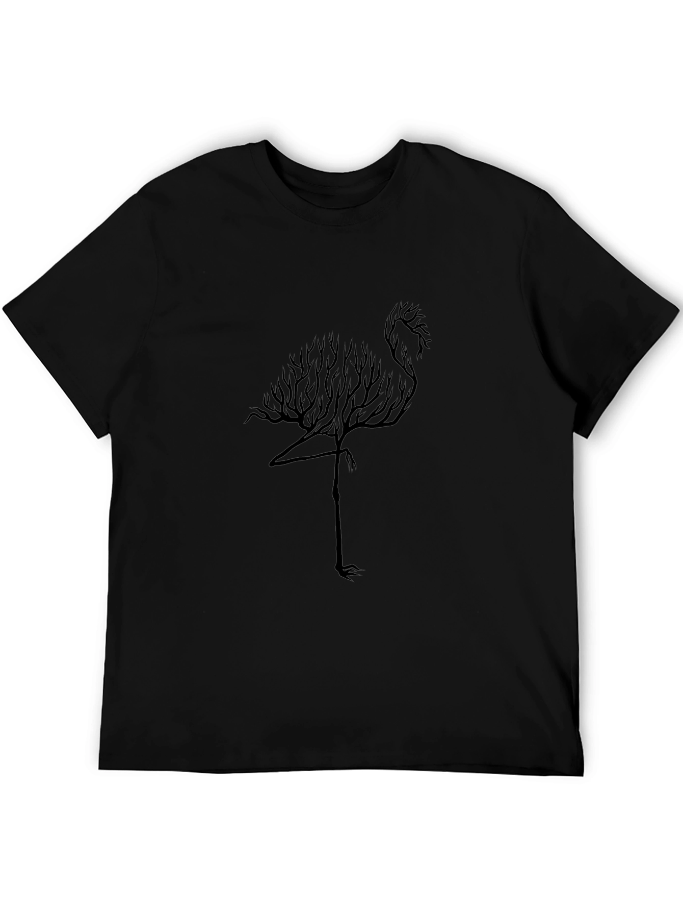 Nature Flamingo Graphic Tee - Black Cotton Blend