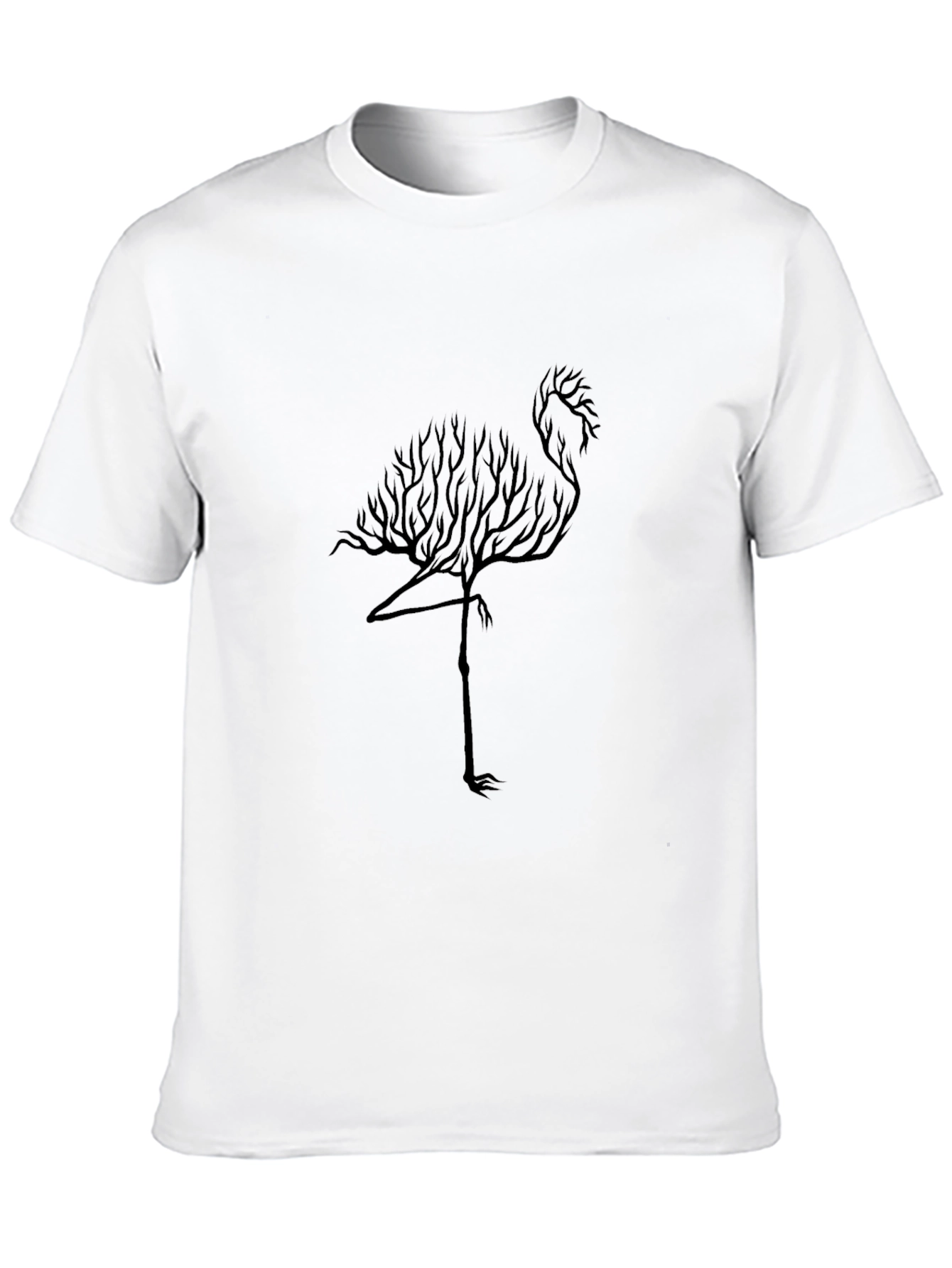 Nature Flamingo Graphic Tee - Black Cotton Blend