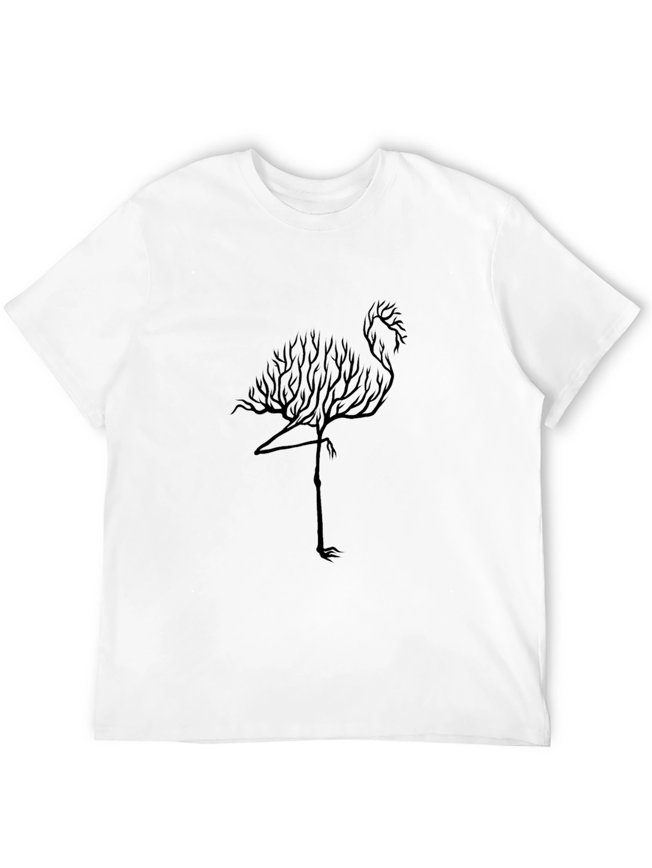 Nature Flamingo Graphic Tee - Black Cotton Blend