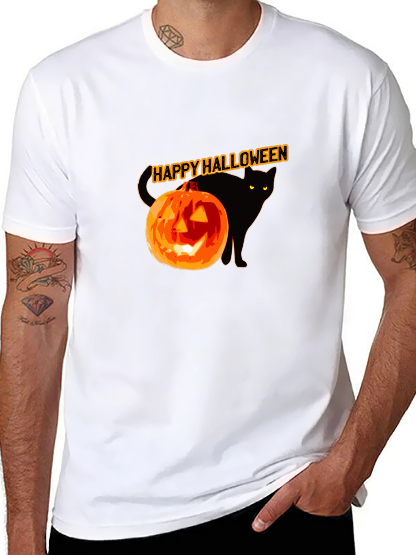 Halloween Black Cat Pumpkin T-Shirt