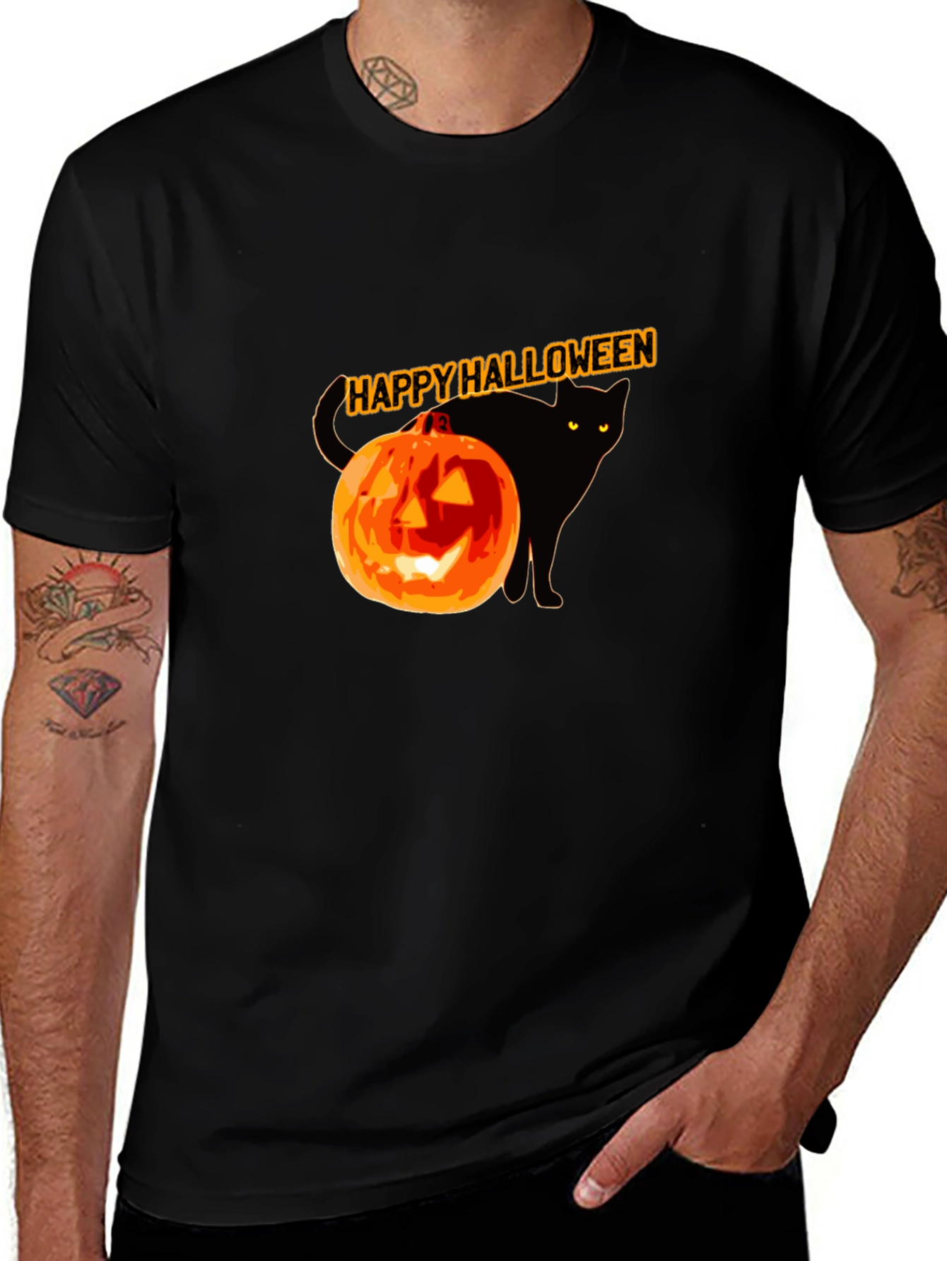 Halloween Black Cat Pumpkin T-Shirt