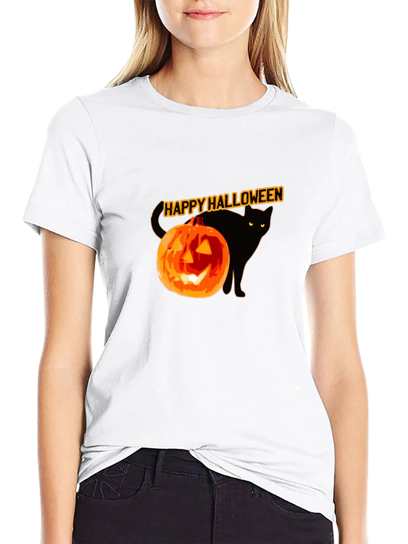 Halloween Black Cat Pumpkin T-Shirt