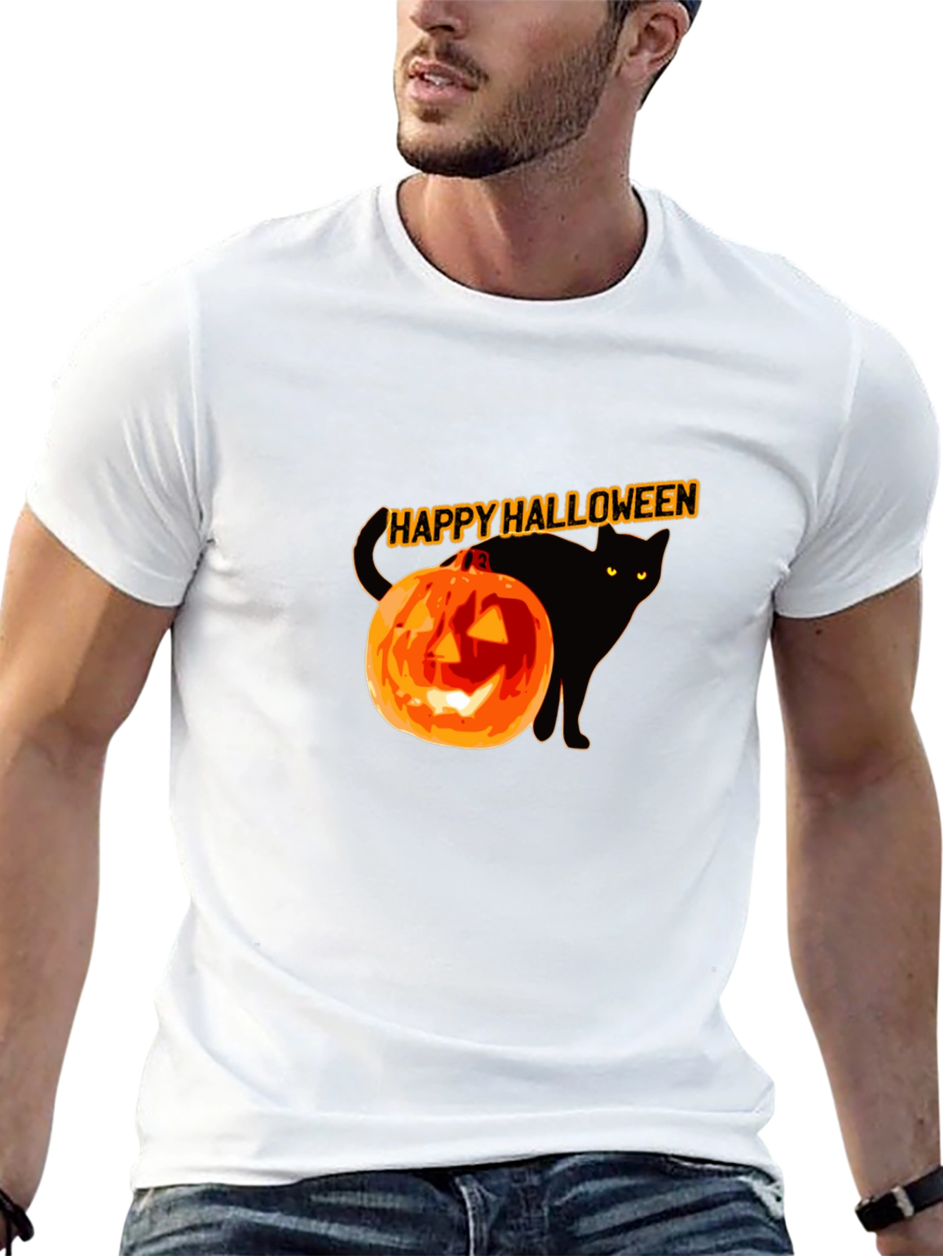Halloween Black Cat Pumpkin T-Shirt