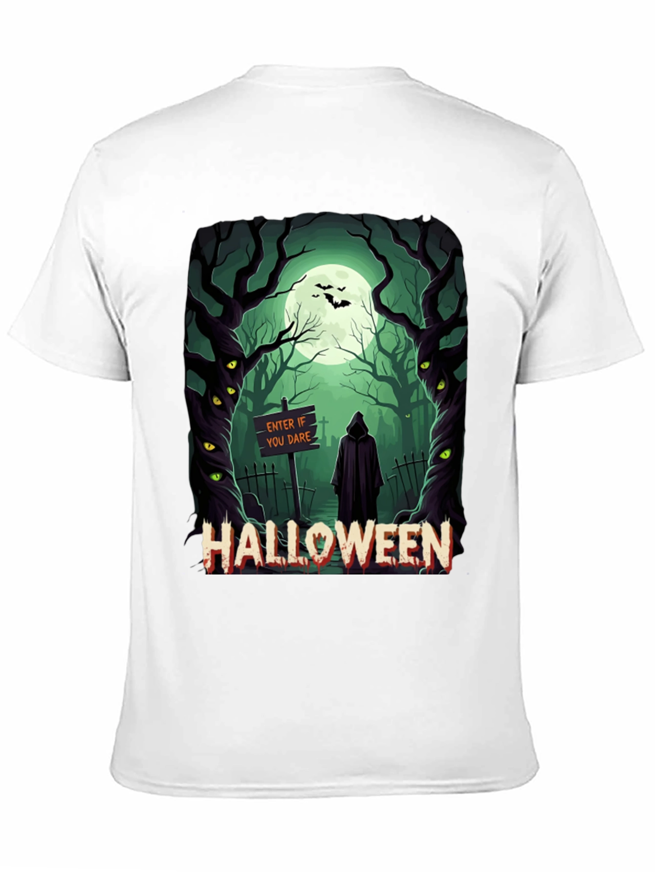 Halloween Graphic Tee: Spooky Forest Design