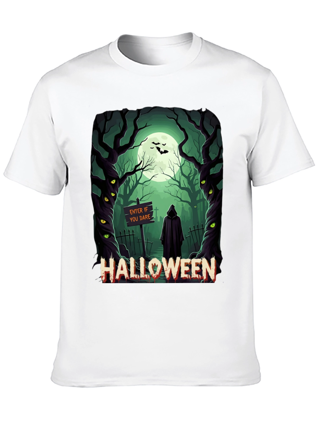 Halloween Graphic Tee: Spooky Forest Design