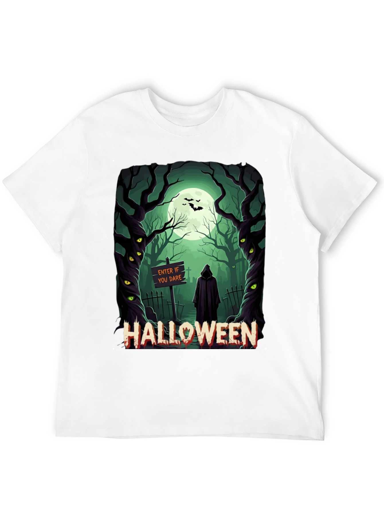 Halloween Graphic Tee: Spooky Forest Design