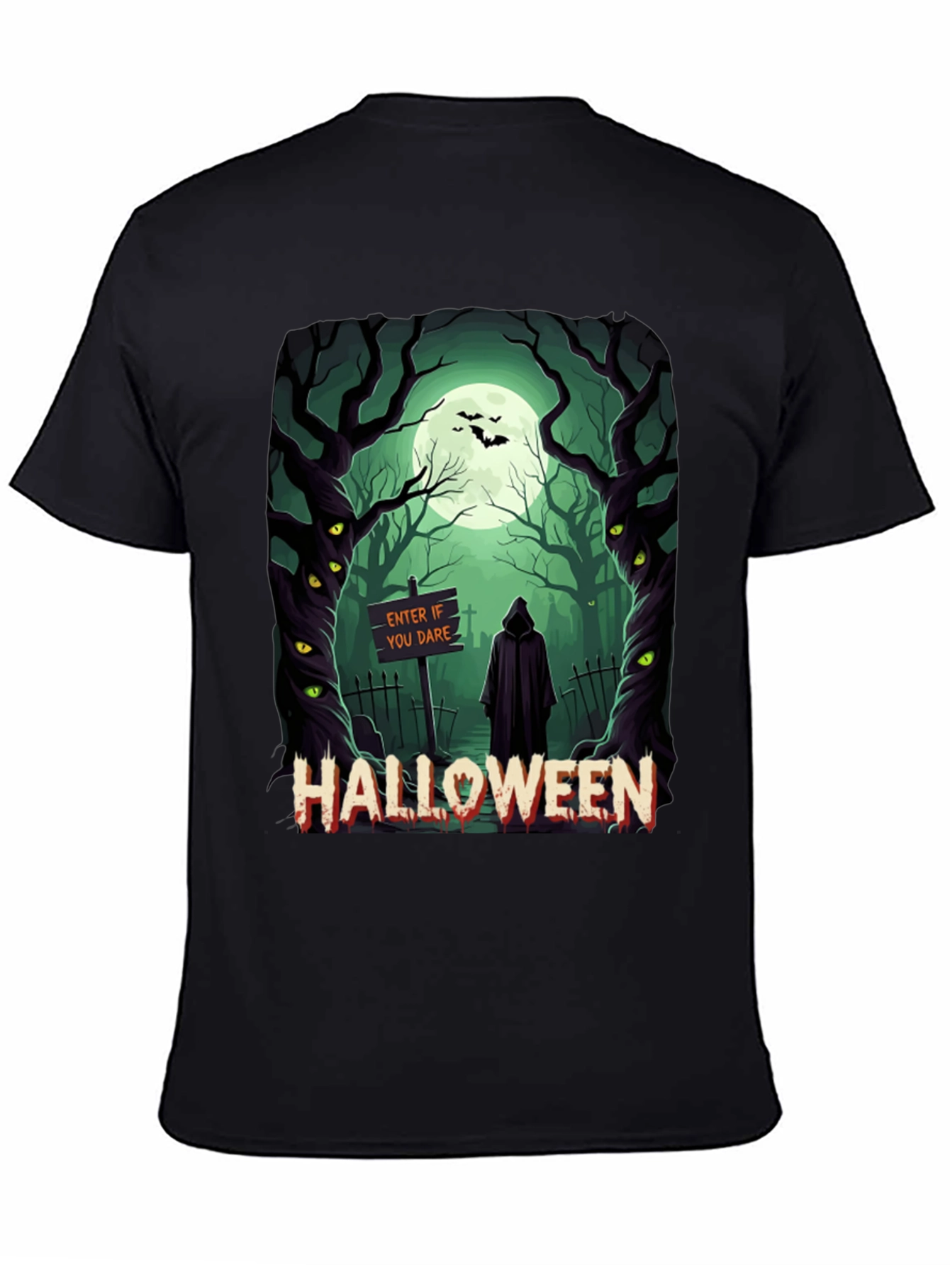 Halloween Graphic Tee: Spooky Forest Design