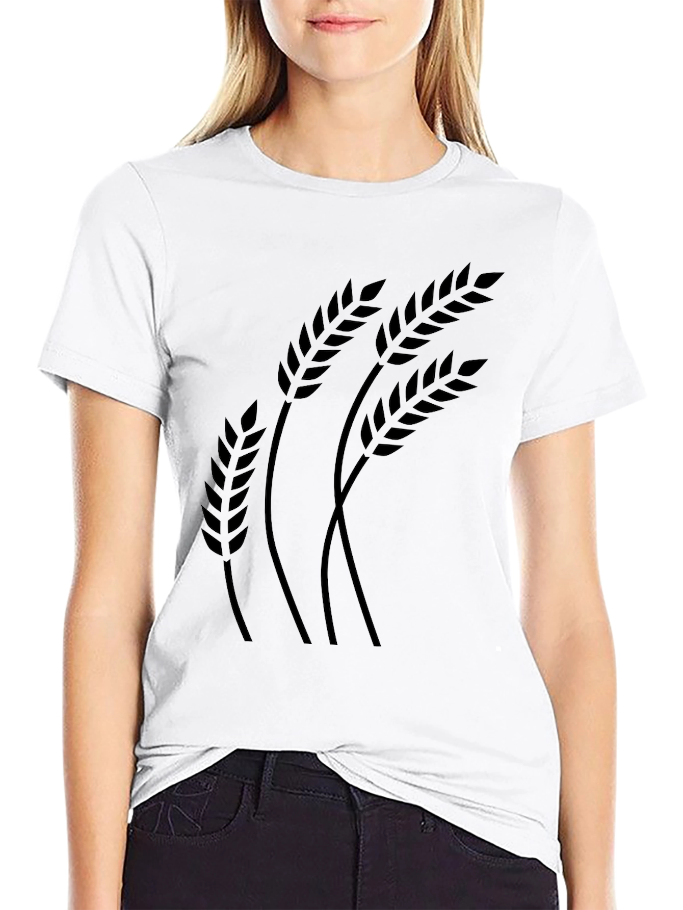 Wheat Stalk Graphic Tee - Stylish Black T-Shirt