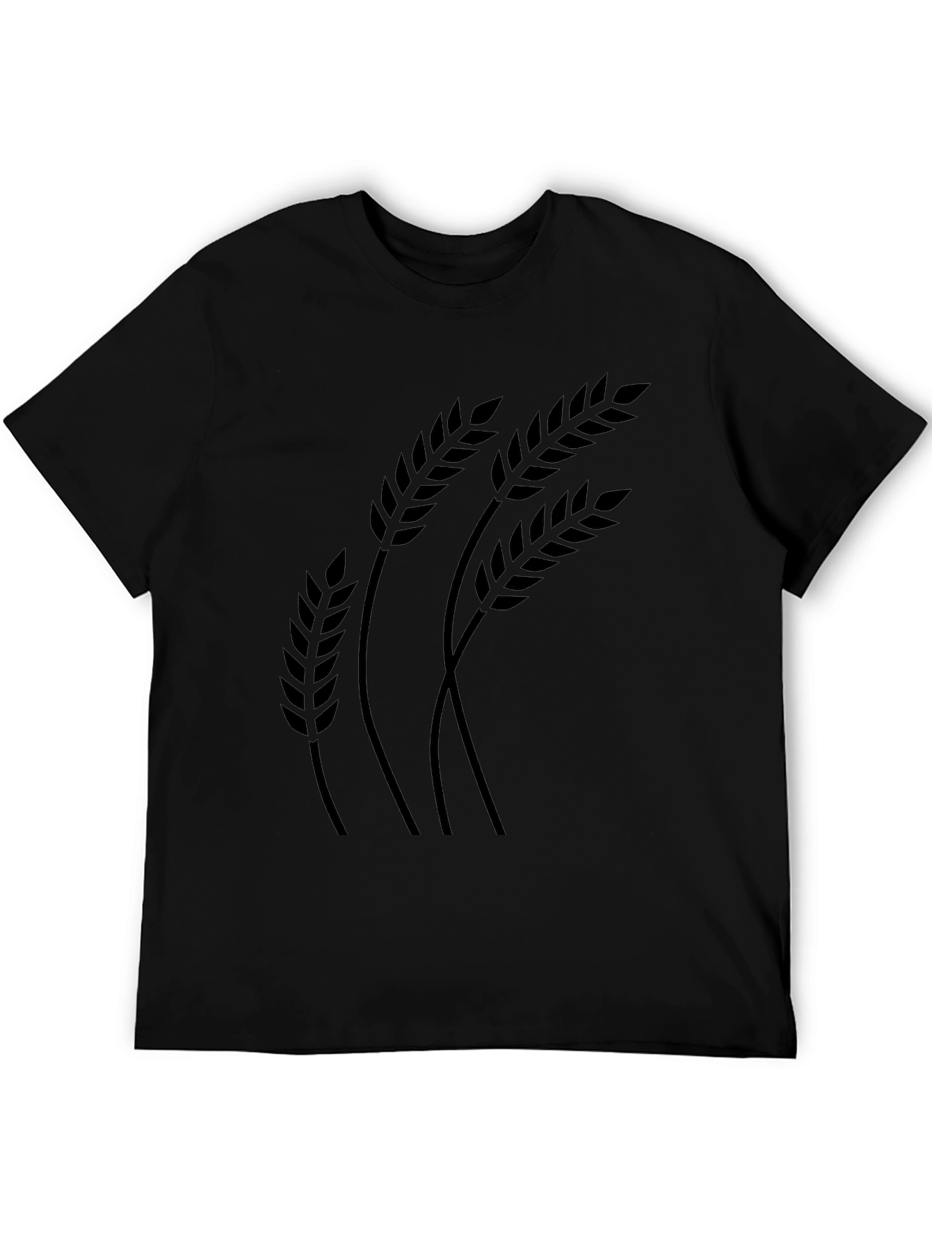 Wheat Stalk Graphic Tee - Stylish Black T-Shirt