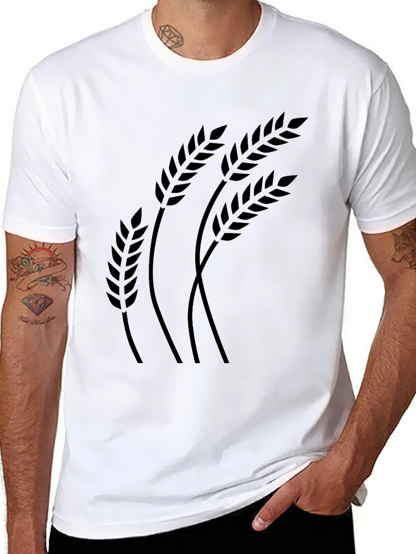 Wheat Stalk Graphic Tee - Stylish Black T-Shirt