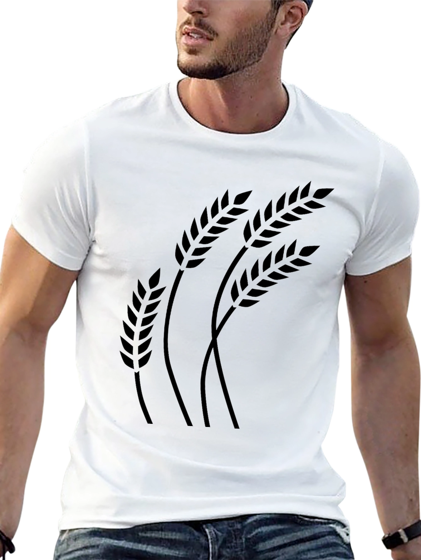 Wheat Stalk Graphic Tee - Stylish Black T-Shirt