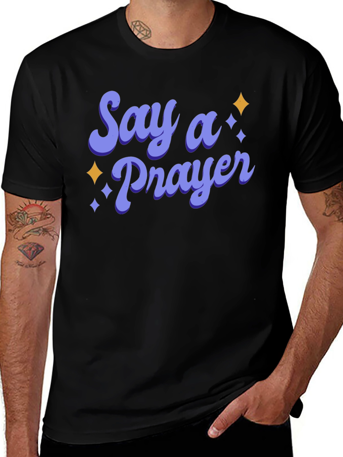 Say A Prayer Black Graphic Tee