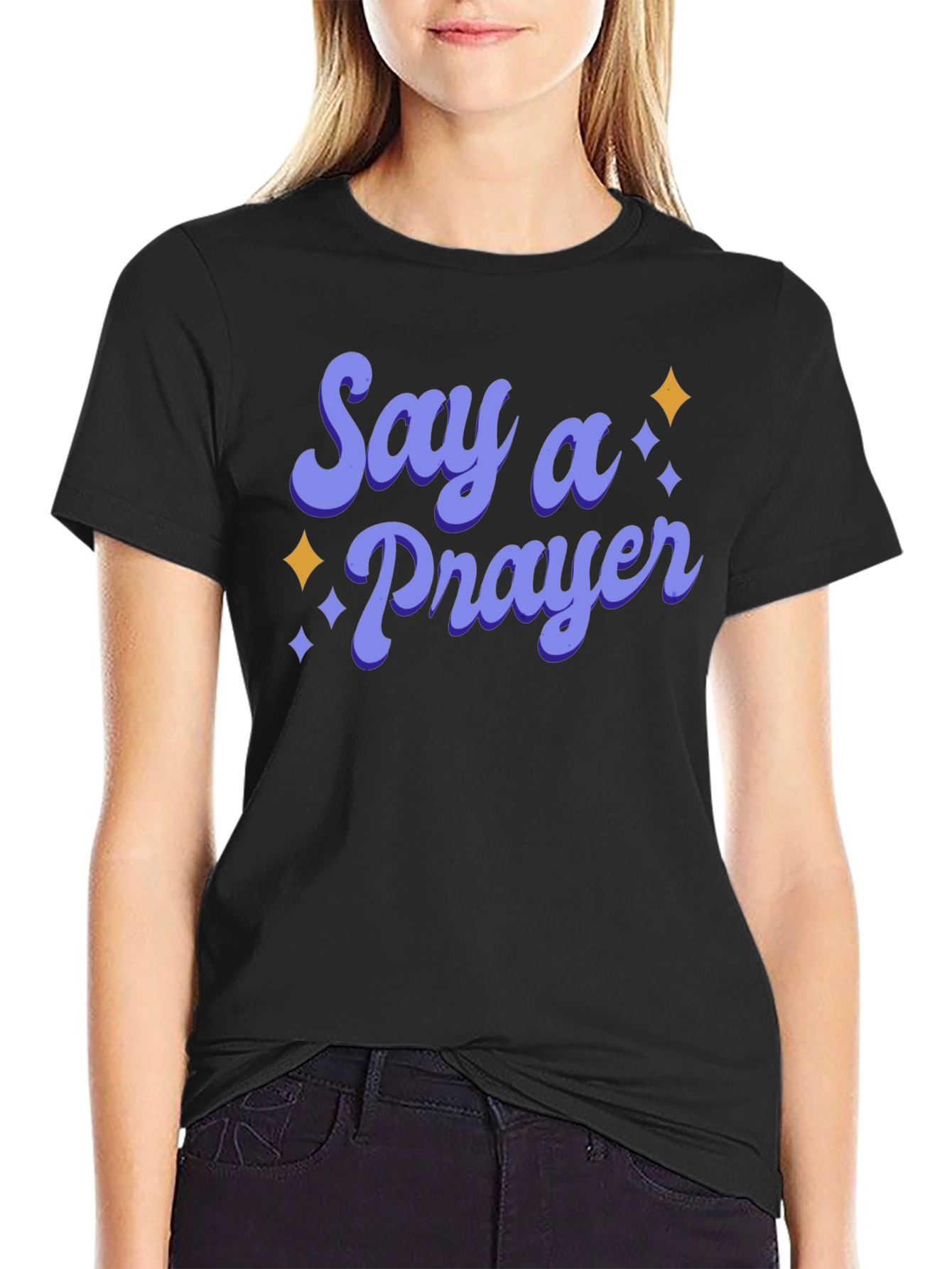Say A Prayer Black Graphic Tee