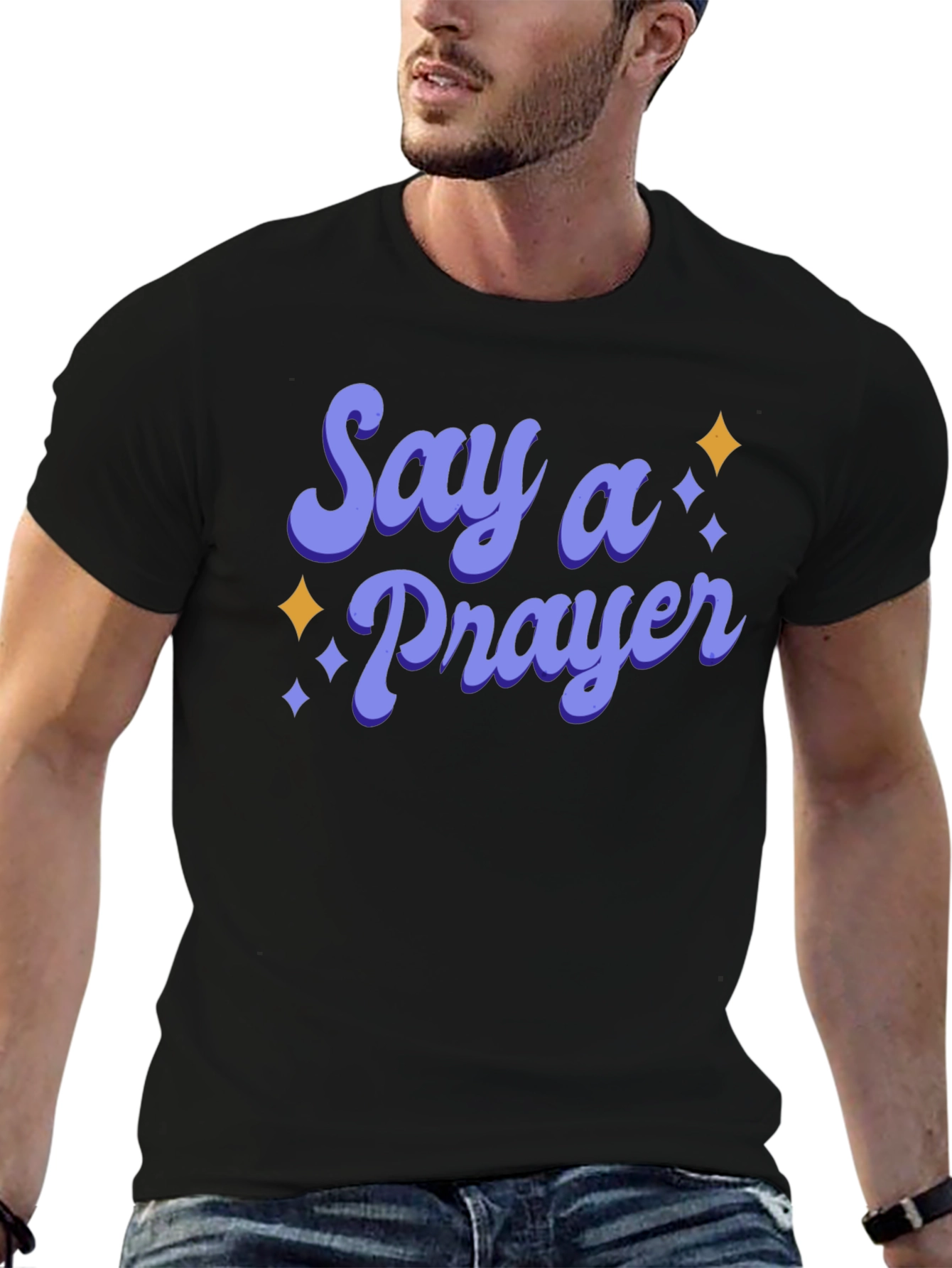 Say A Prayer Black Graphic Tee