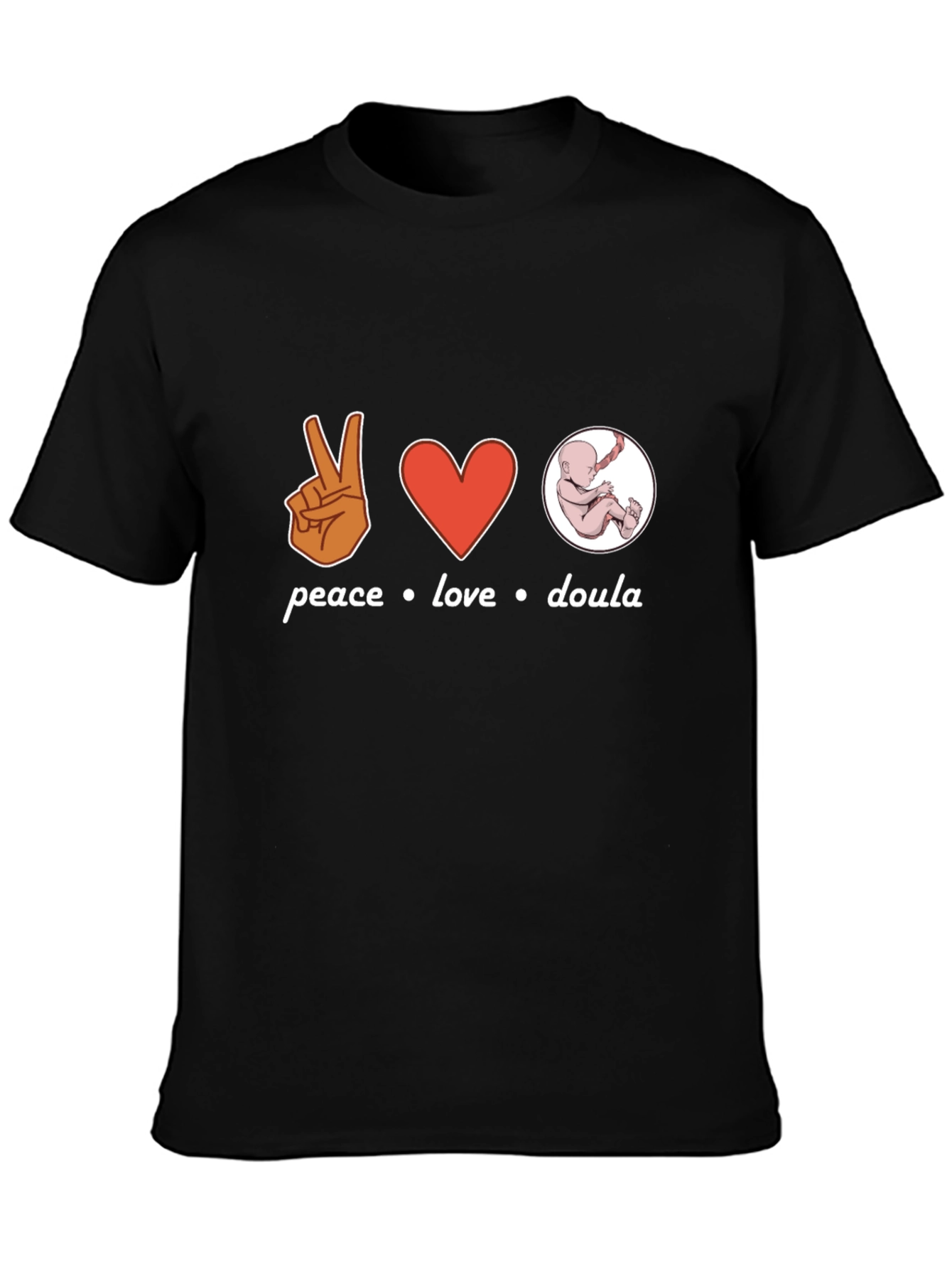 Peace Love Doula Black T-Shirt