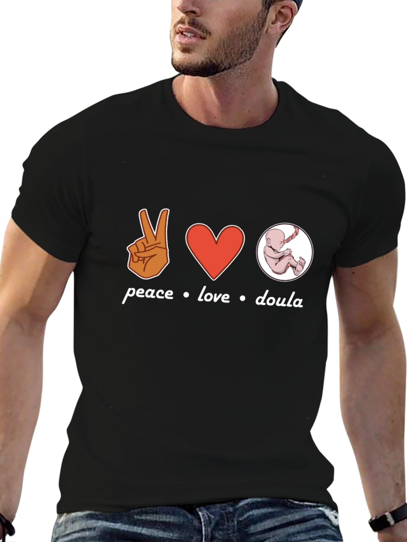 Peace Love Doula Black T-Shirt