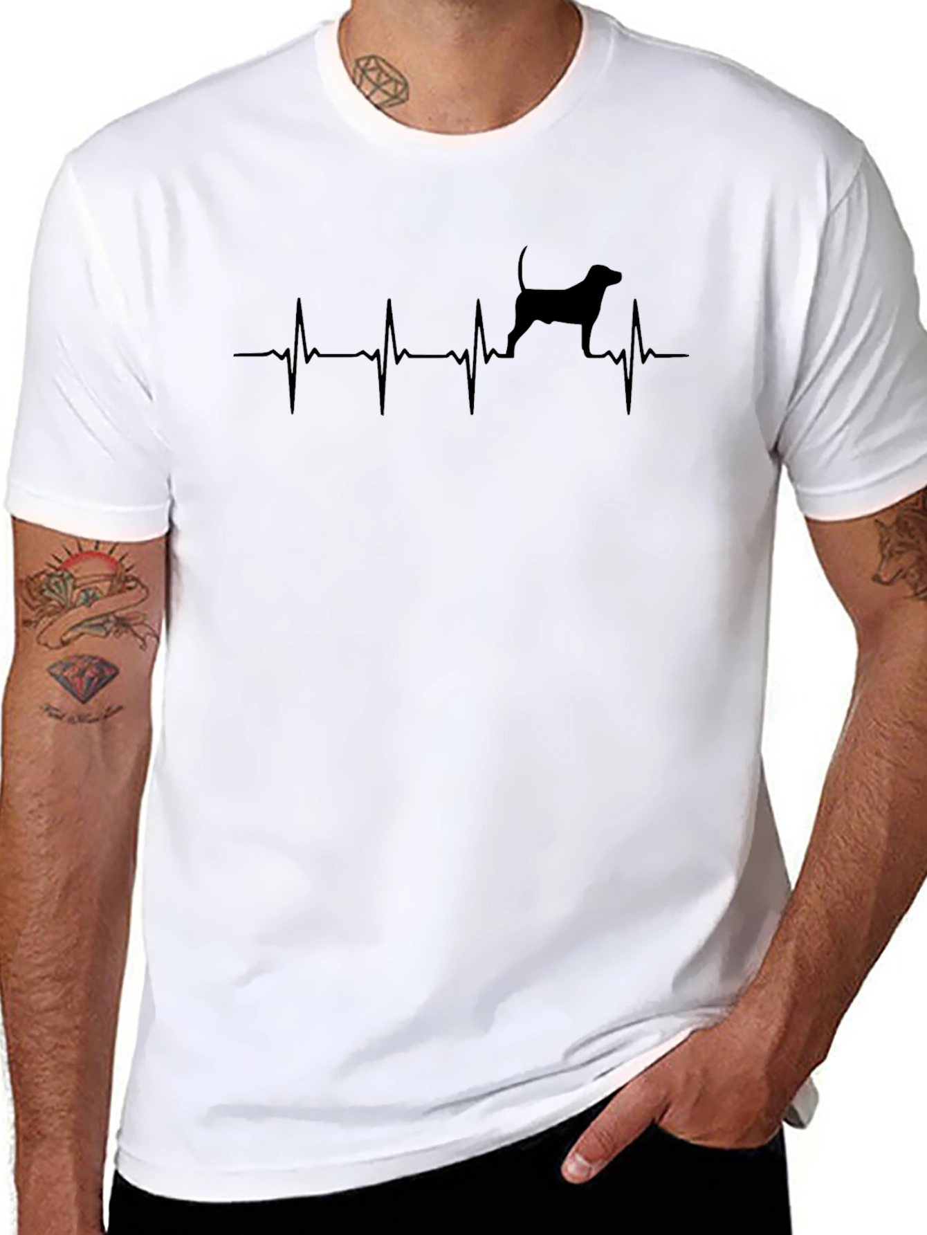 Dog Heartbeat T-Shirt - Black Graphic Tee