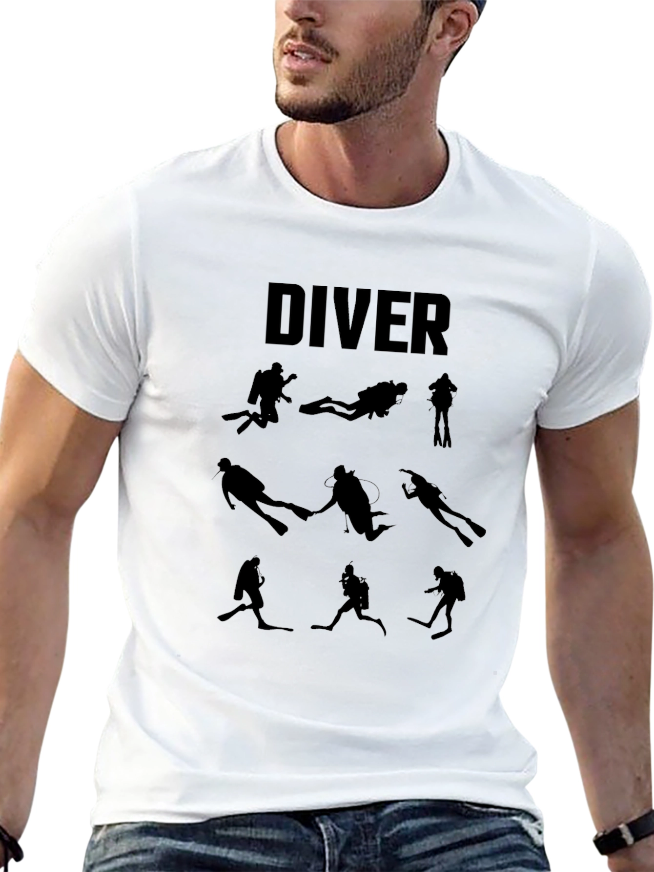 Diver Silhouette Graphic Tee - Scuba Diving T-Shirt
