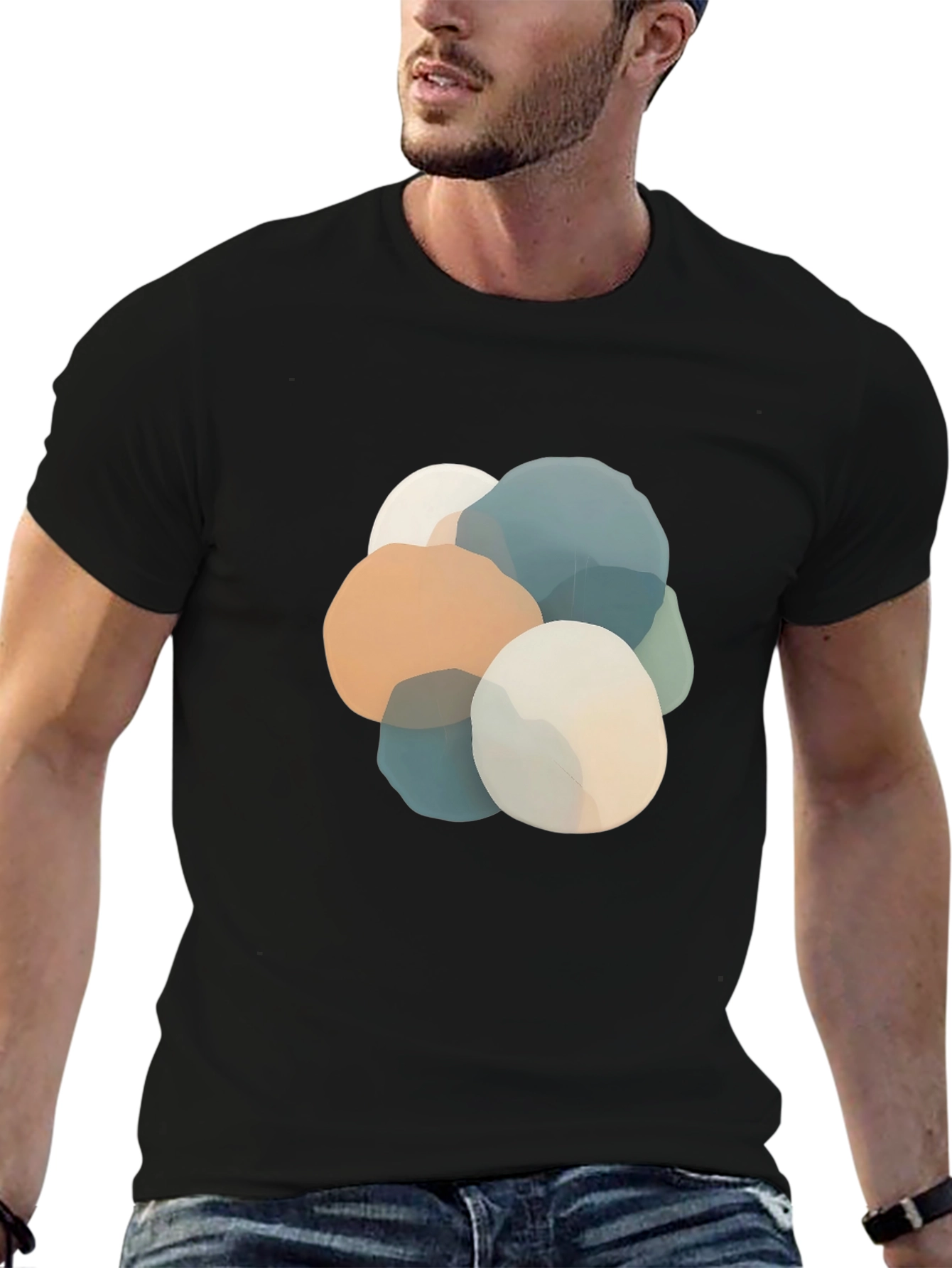 Abstract Stone Graphic Black T-Shirt