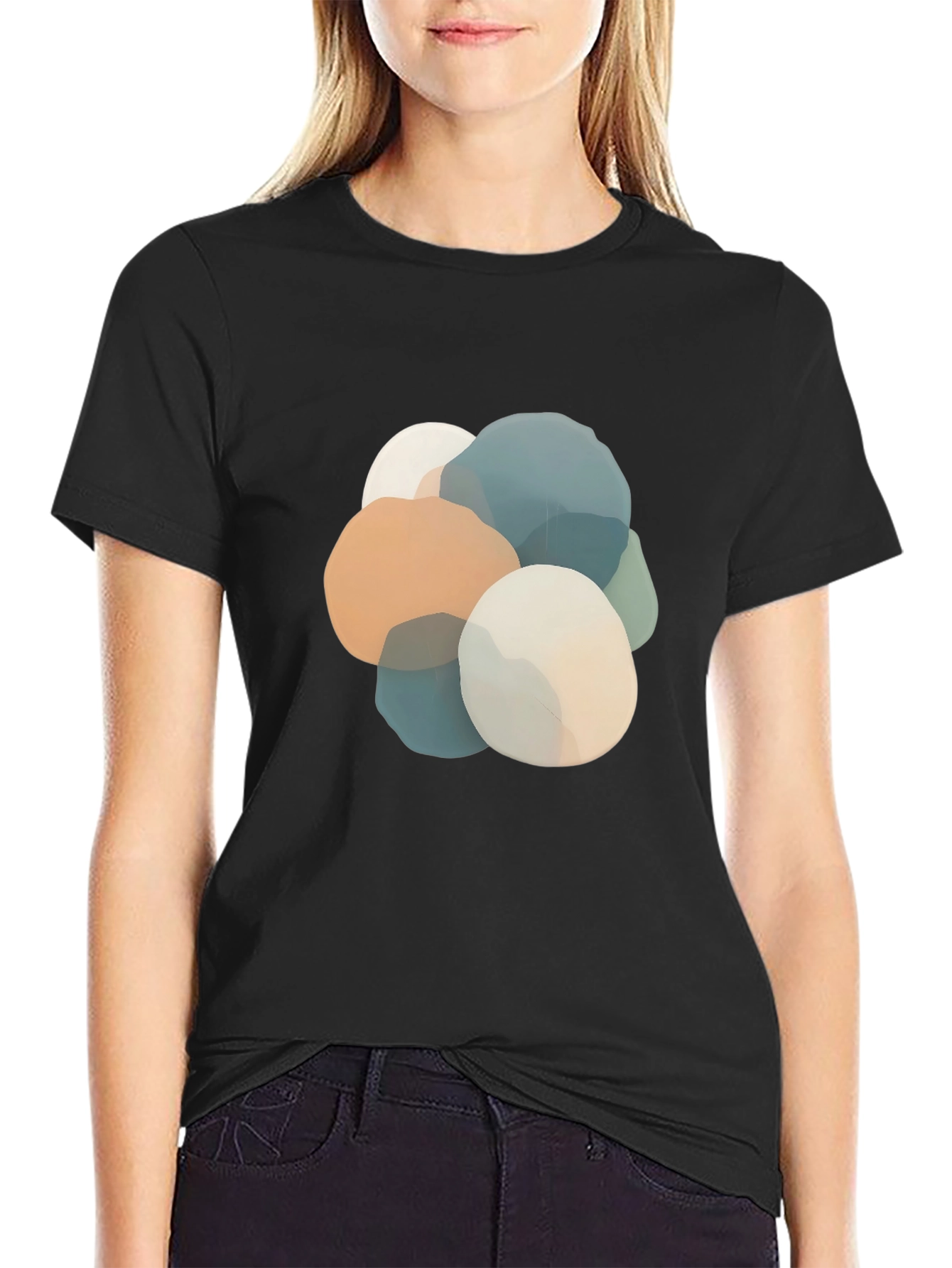 Abstract Stone Graphic Black T-Shirt