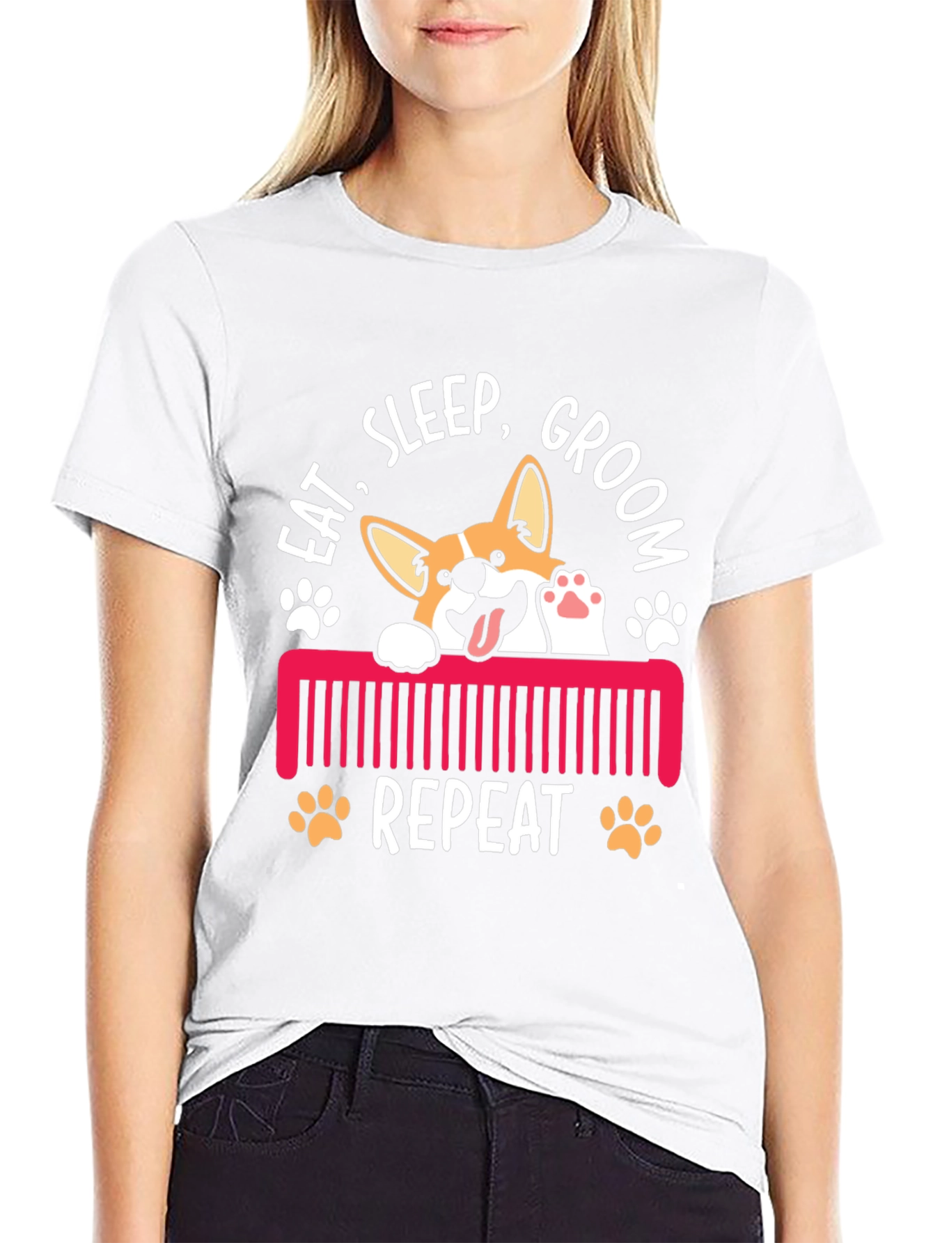 Eat Sleep Groom Repeat Corgi T-Shirt