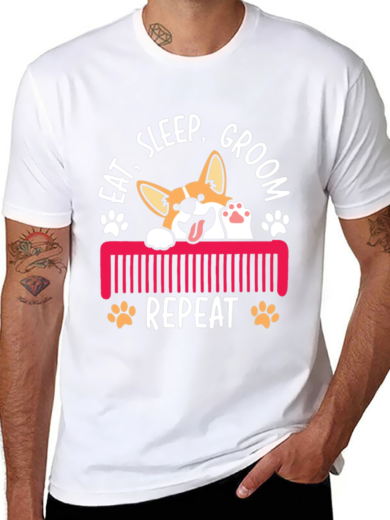 Eat Sleep Groom Repeat Corgi T-Shirt