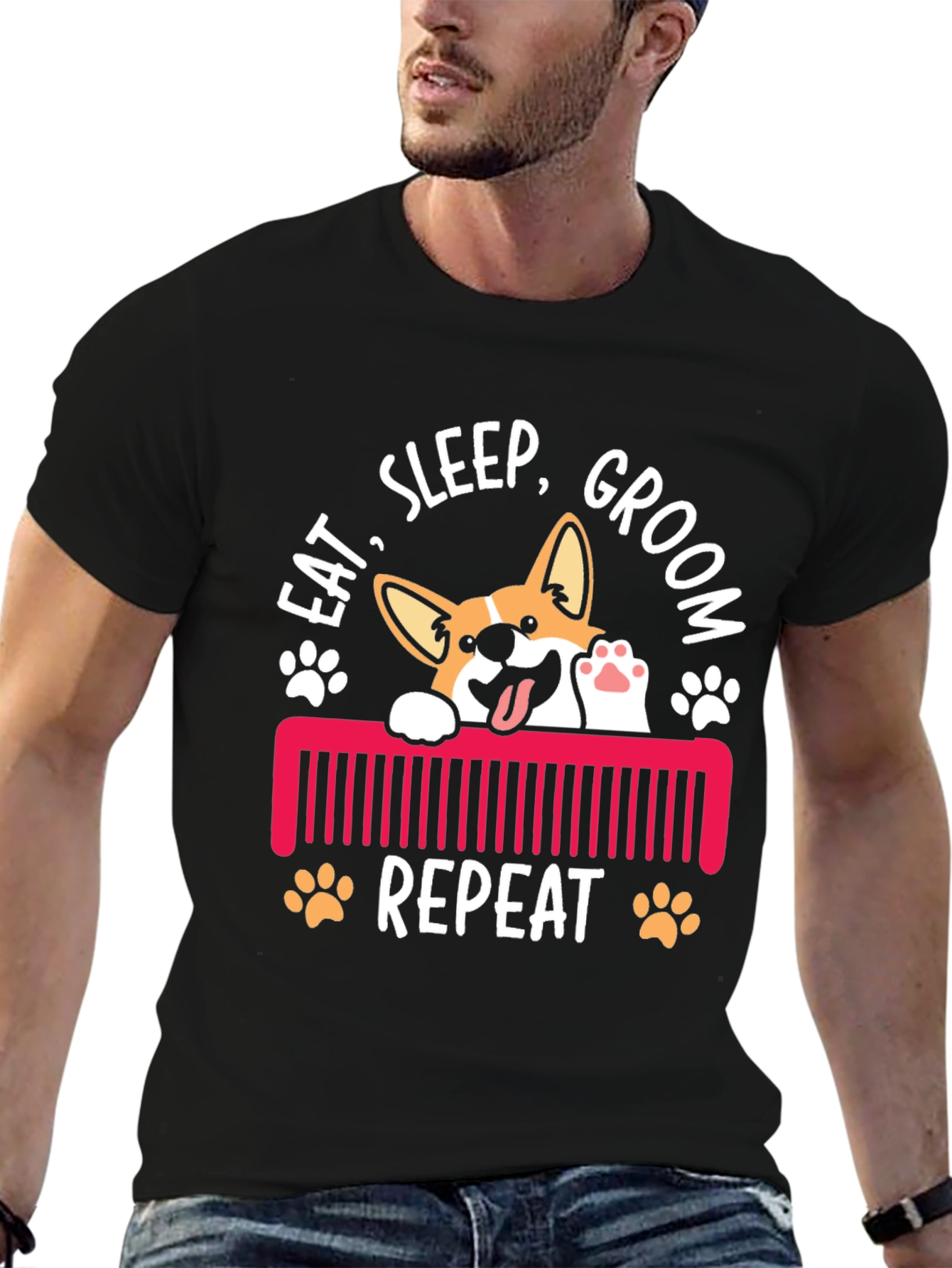 Eat Sleep Groom Repeat Corgi T-Shirt