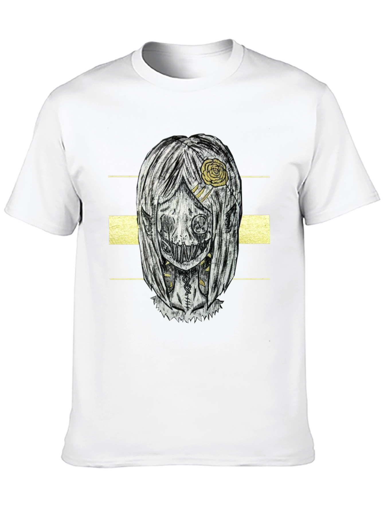 Creepy Doll Graphic Print T-Shirt - Black