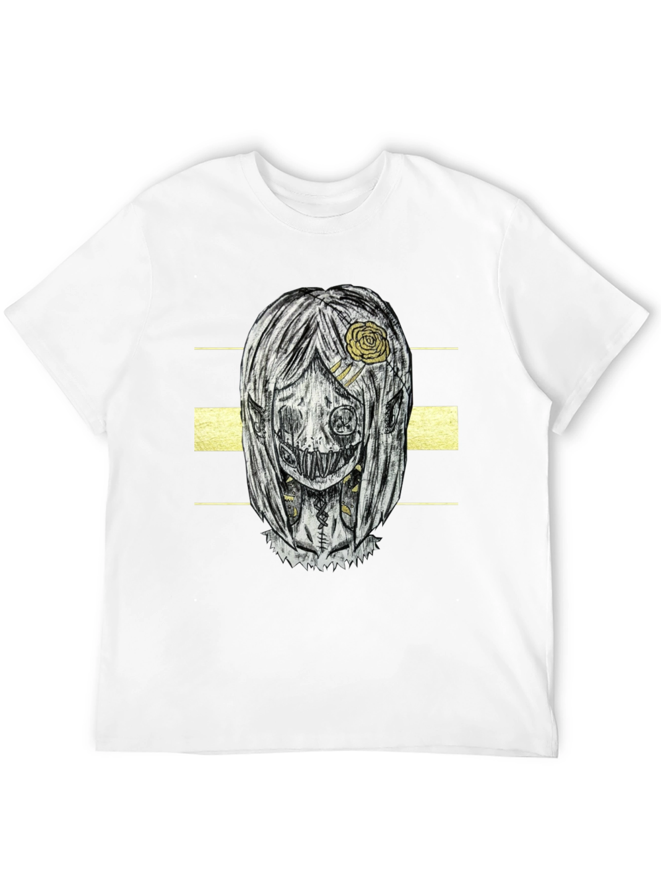Creepy Doll Graphic Print T-Shirt - Black